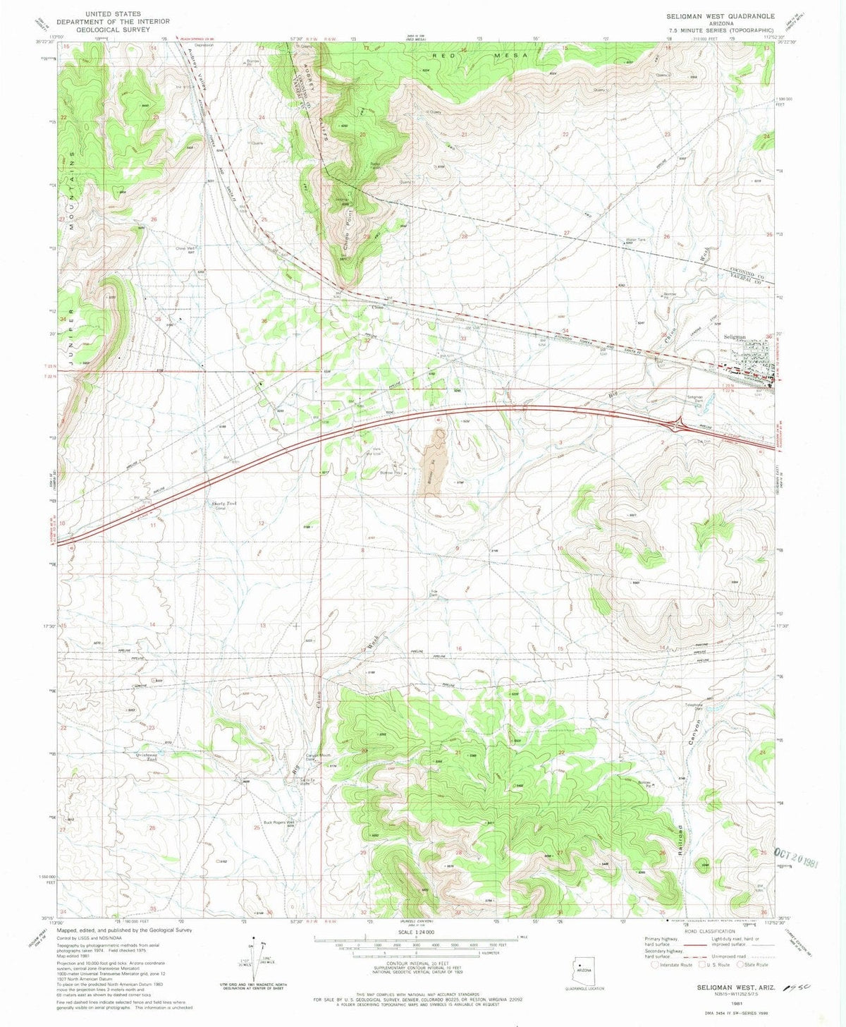 1981 Seligman West, AZ - Arizona - USGS Topographic Map