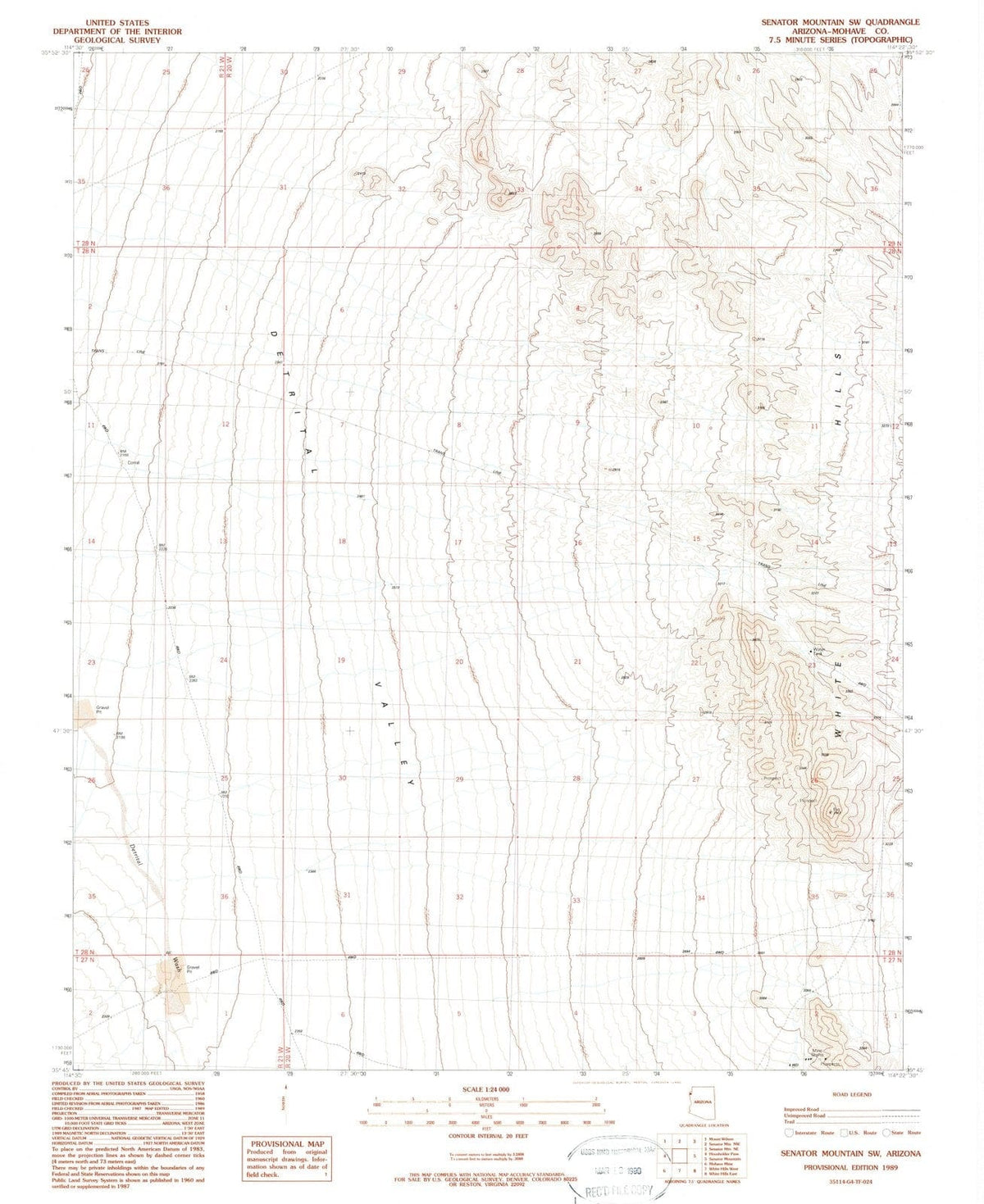 1989 Senator Mountain, AZ - Arizona - USGS Topographic Map v2