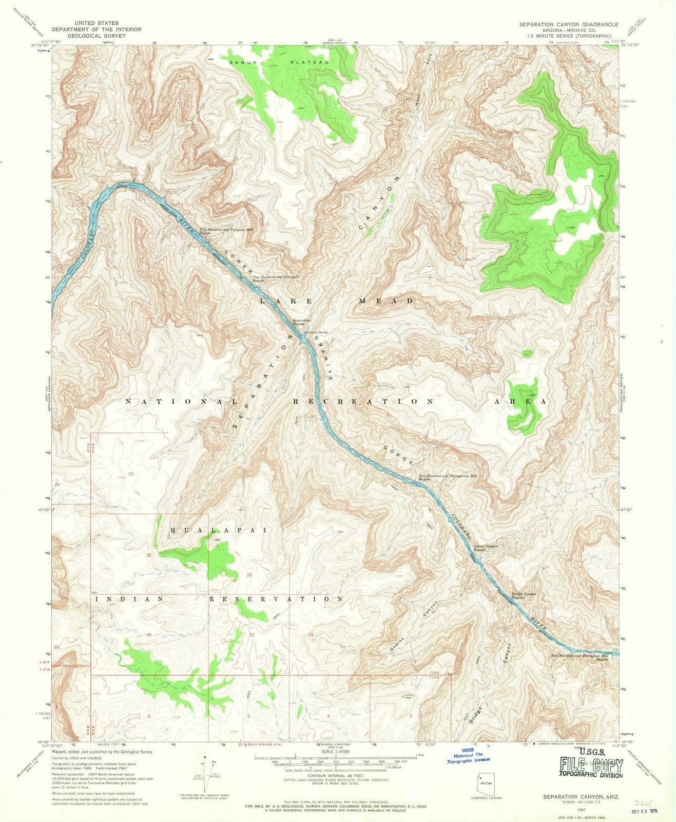 1967 Separation Canyon, AZ - Arizona - USGS Topographic Map