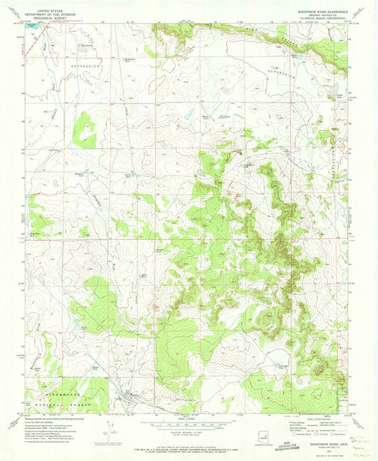 1971 Sheepskin Wash, AZ - Arizona - USGS Topographic Map