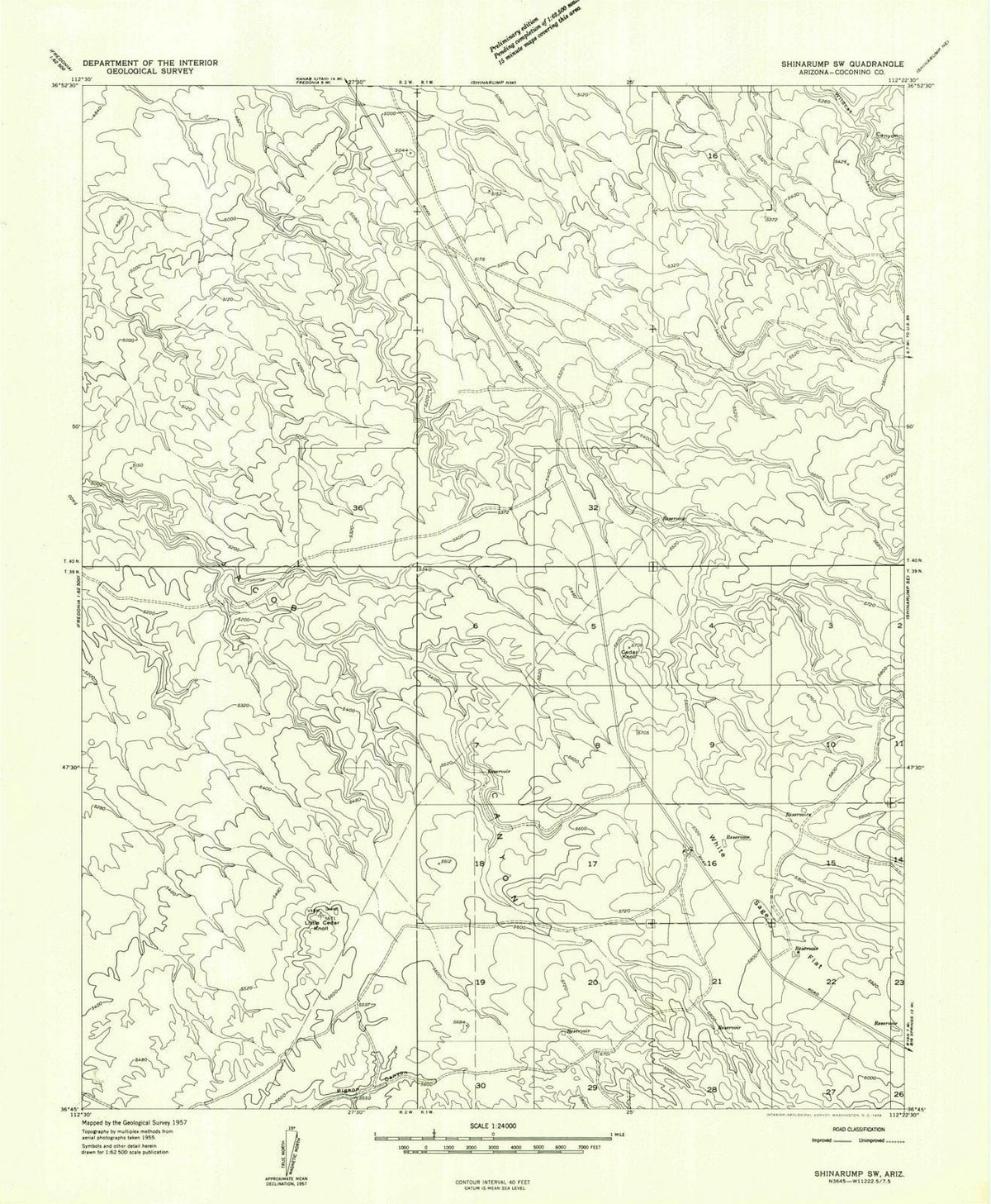 1957 Shinarump, AZ - Arizona - USGS Topographic Map v2