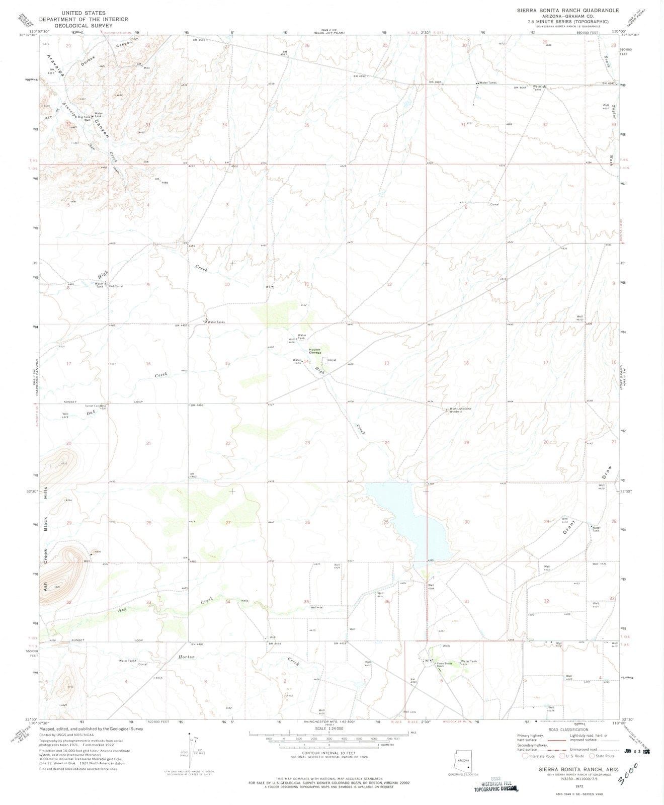 1972 Sierra Bonita Ranch, AZ - Arizona - USGS Topographic Map