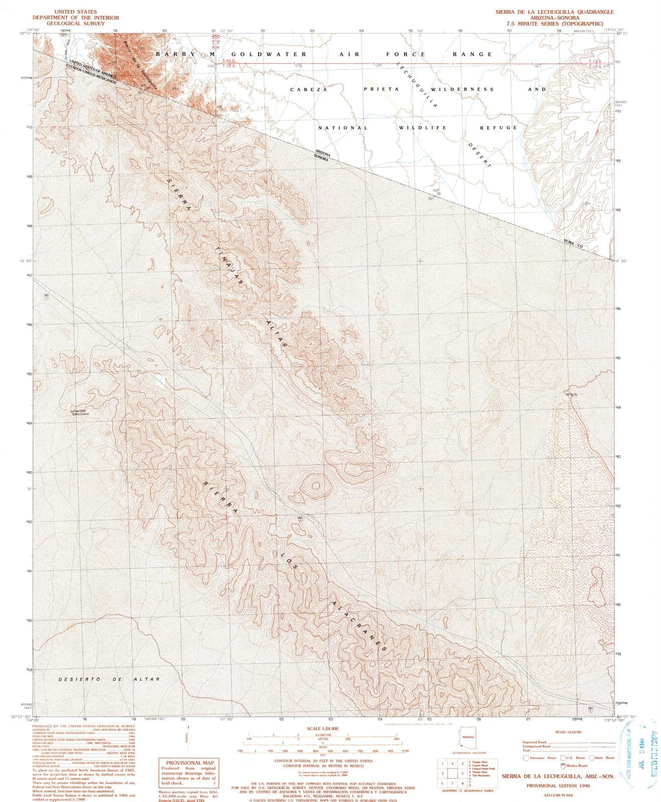 1990 Sierrae La Lechuguilla, AZ - Arizona - USGS Topographic Map