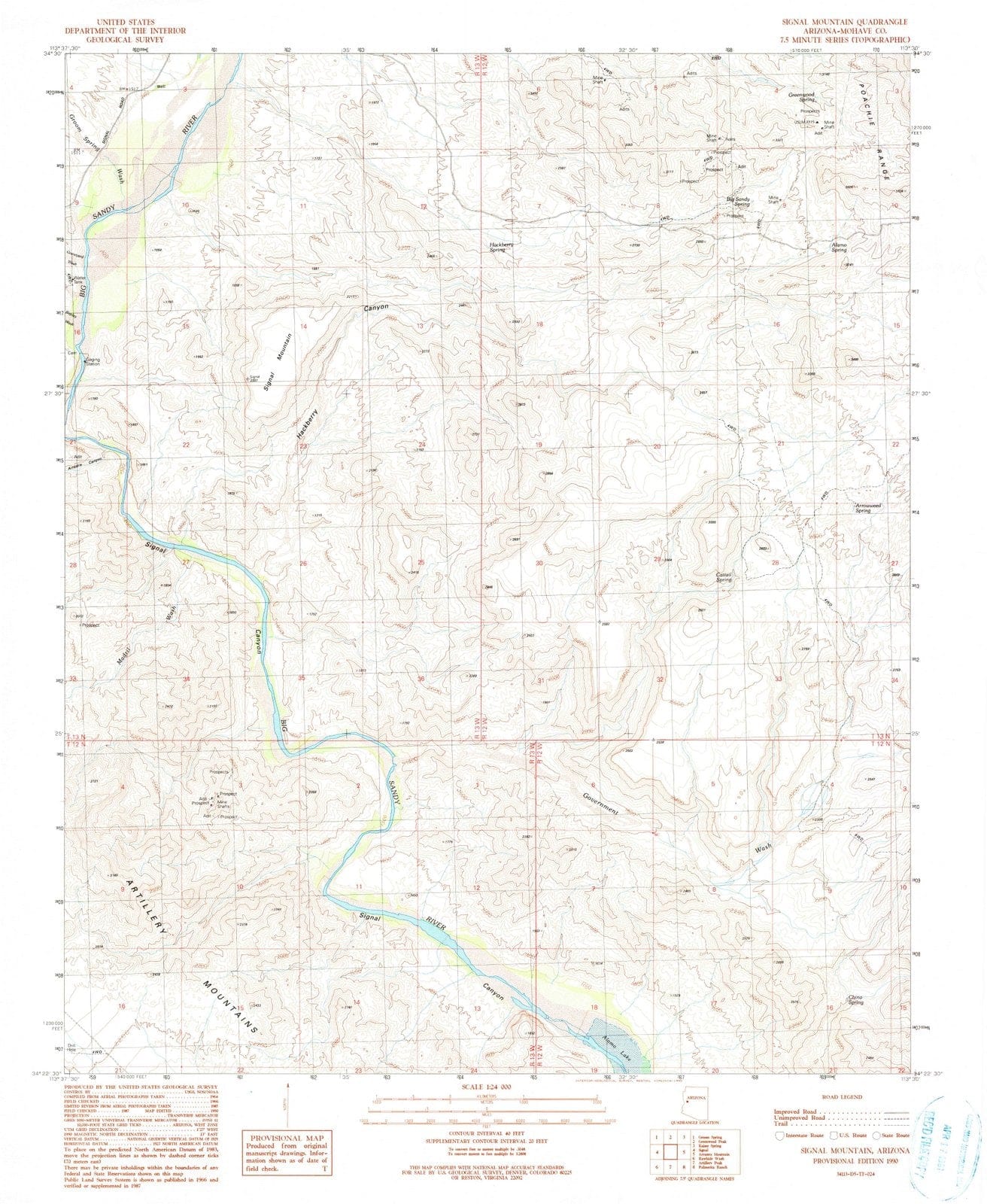 1990 Signal Mountain, AZ - Arizona - USGS Topographic Map