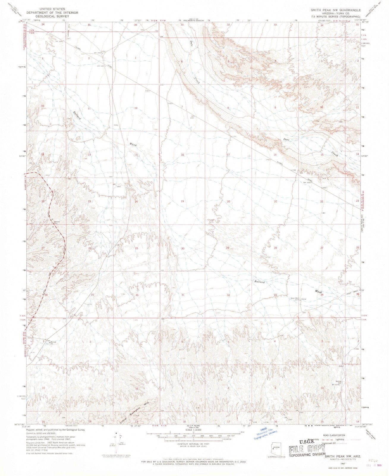 1967 Smith Peak, AZ - Arizona - USGS Topographic Map v2