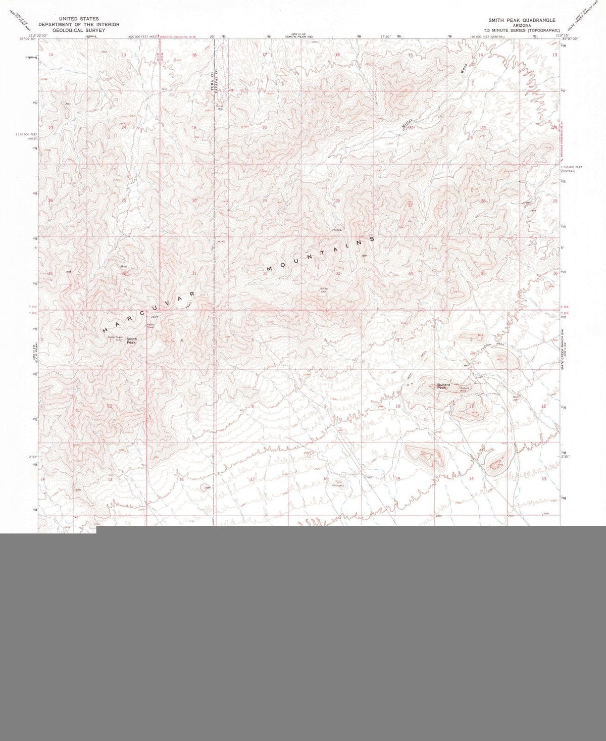 1967 Smith Peak, AZ - Arizona - USGS Topographic Map v3