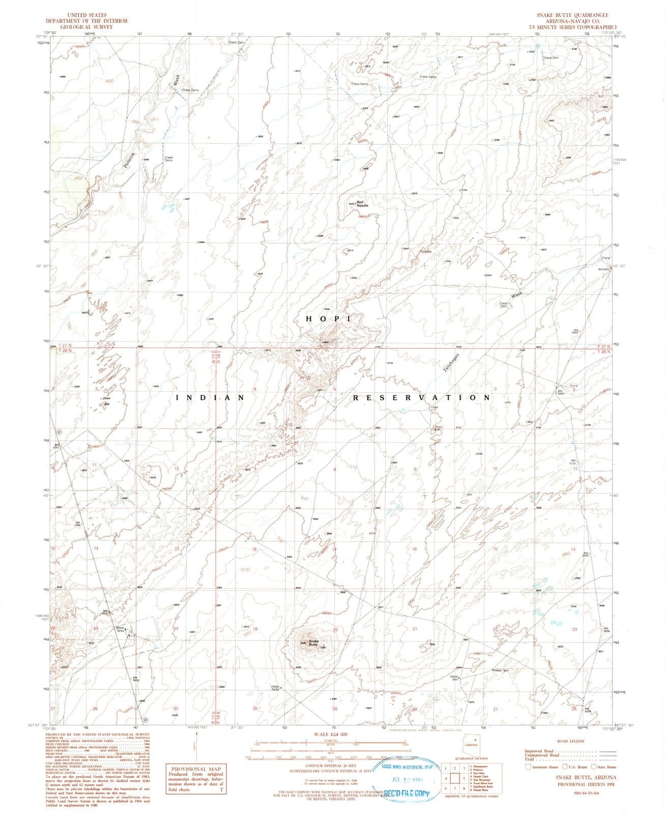 1991 Snake Butte, AZ - Arizona - USGS Topographic Map