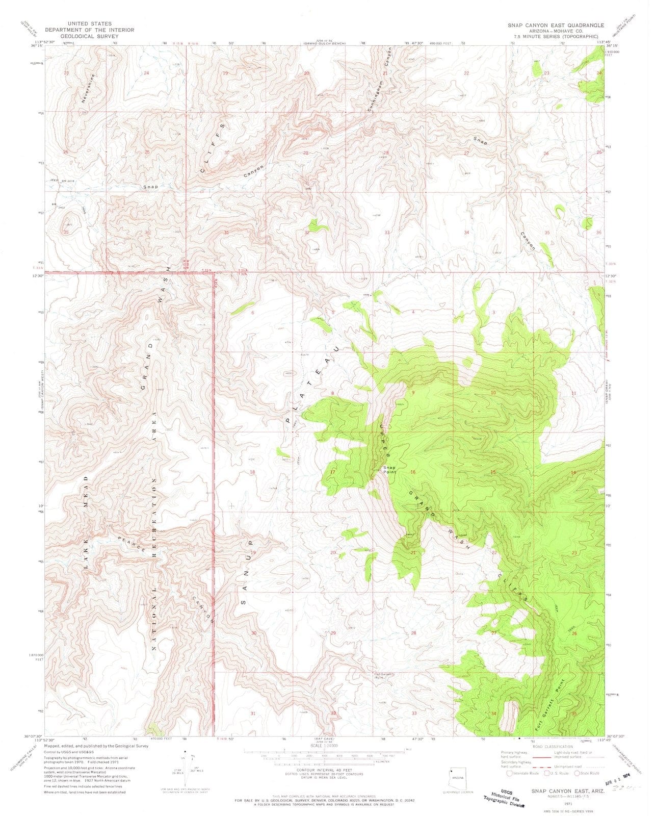 1971 Snap Canyon East, AZ - Arizona - USGS Topographic Map