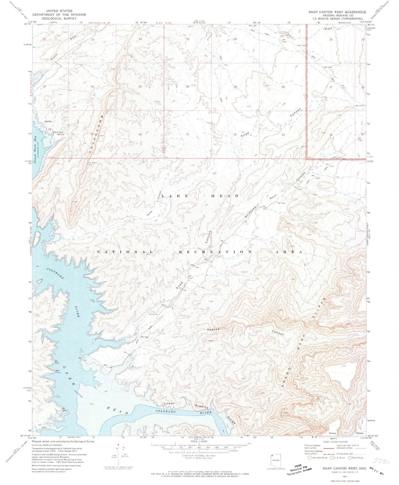 1971 Snap Canyon West, AZ - Arizona - USGS Topographic Map