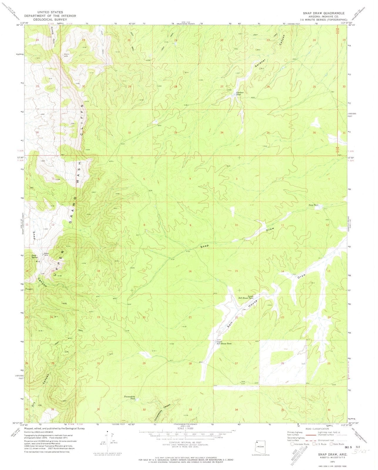 1971 Snapraw, AZ - Arizona - USGS Topographic Map