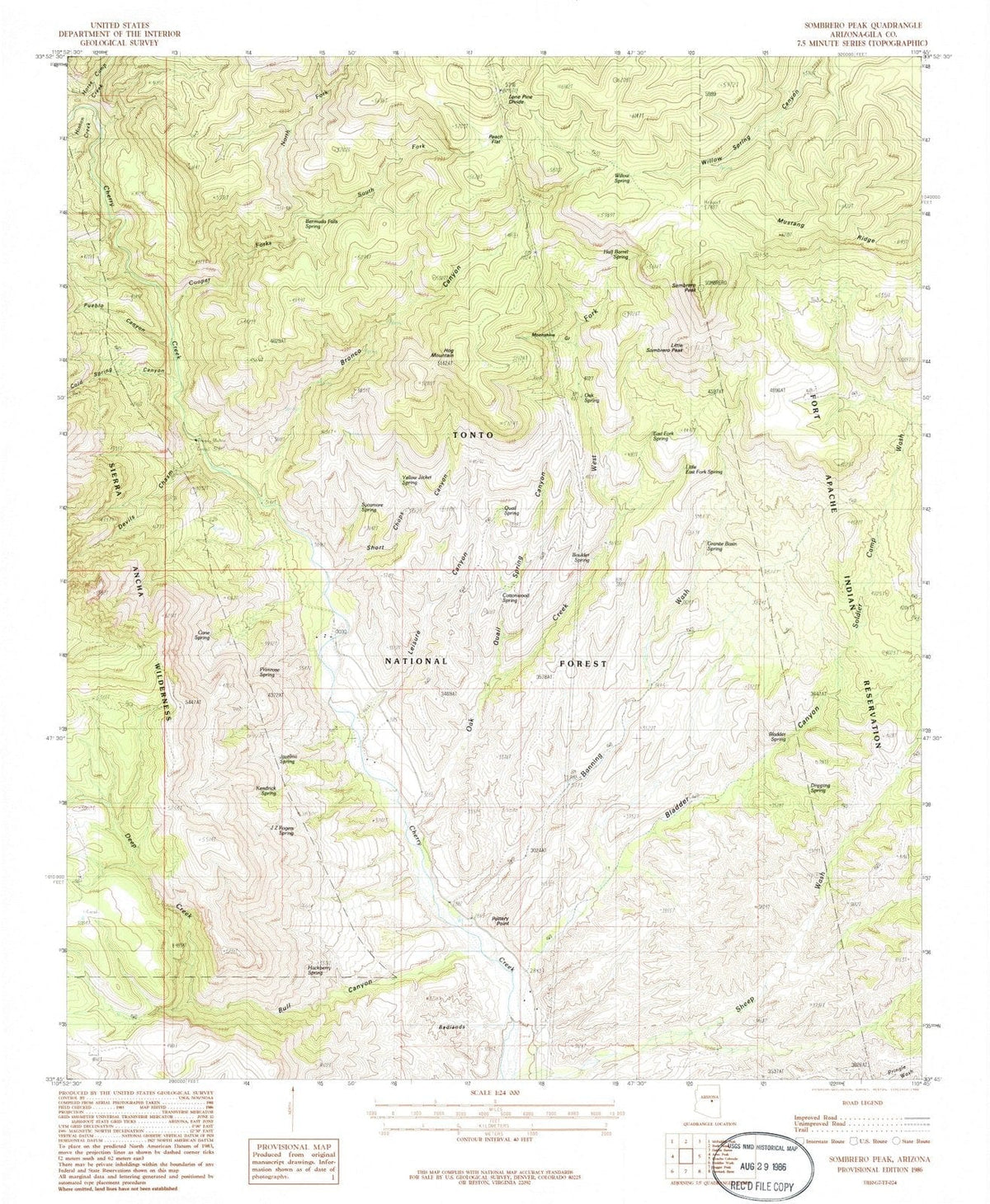 1986 Sombrero Peak, AZ - Arizona - USGS Topographic Map