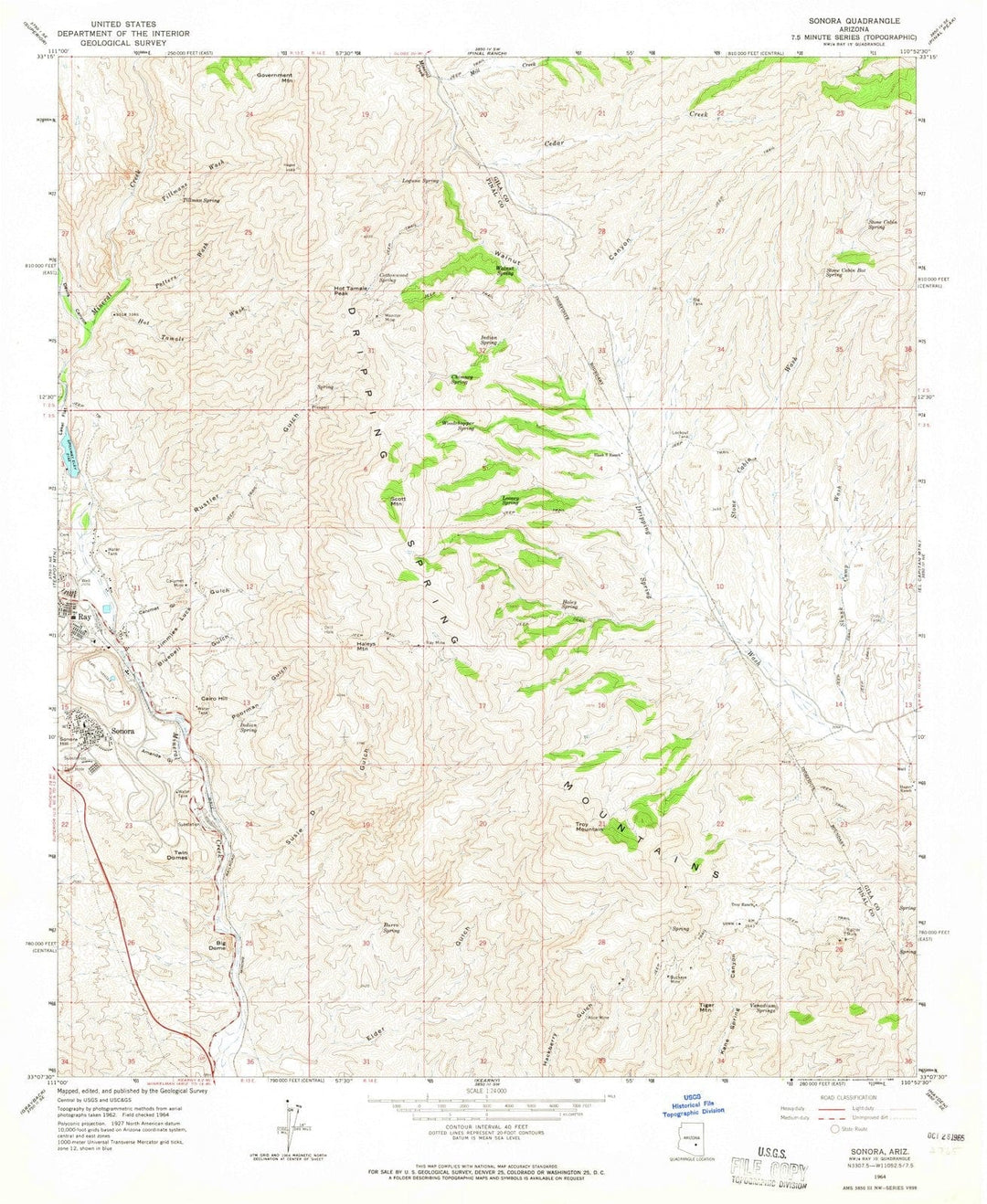 1964 Sonora, AZ - Arizona - USGS Topographic Map