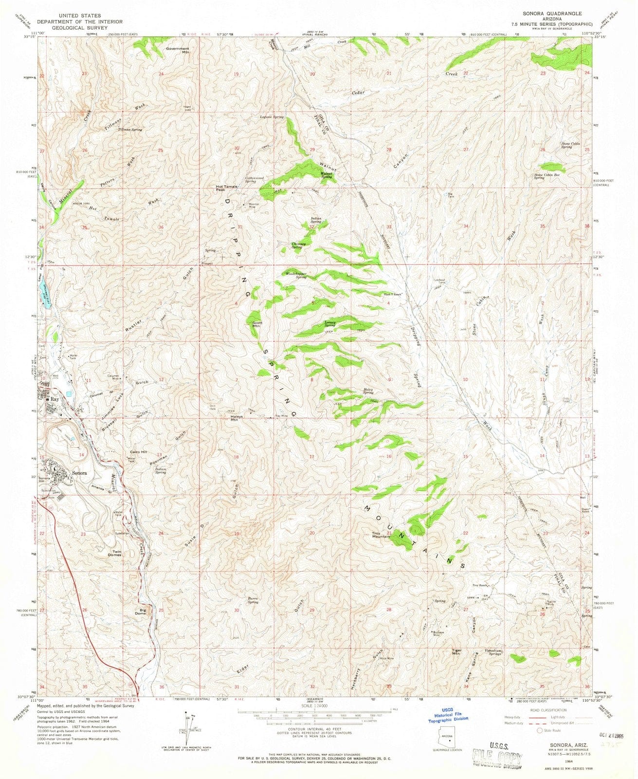 1964 Sonora, AZ - Arizona - USGS Topographic Map