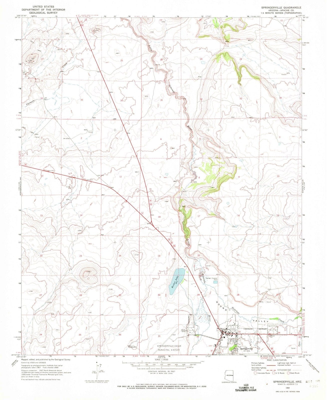 1969 Springerville, AZ - Arizona - USGS Topographic Map