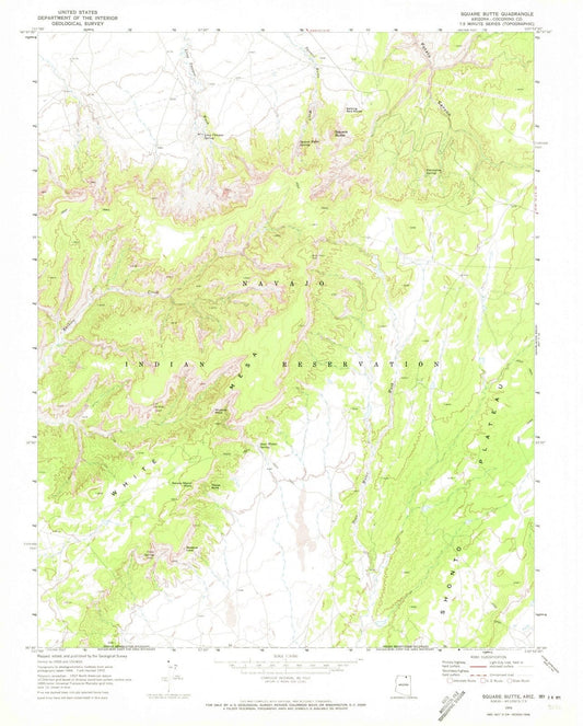 1970 Square Butte, AZ - Arizona - USGS Topographic Map