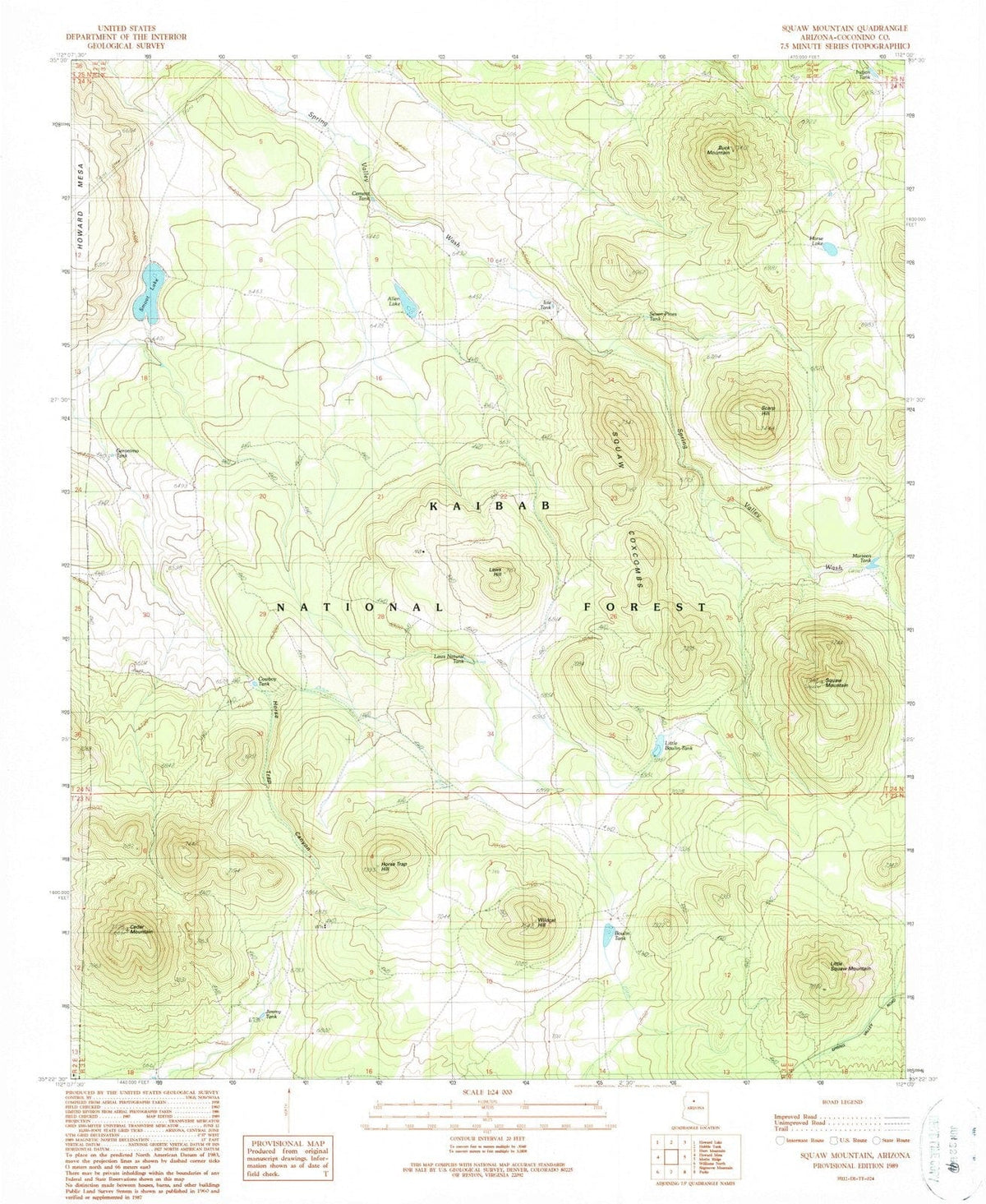 1989 Squaw Mountain, AZ - Arizona - USGS Topographic Map
