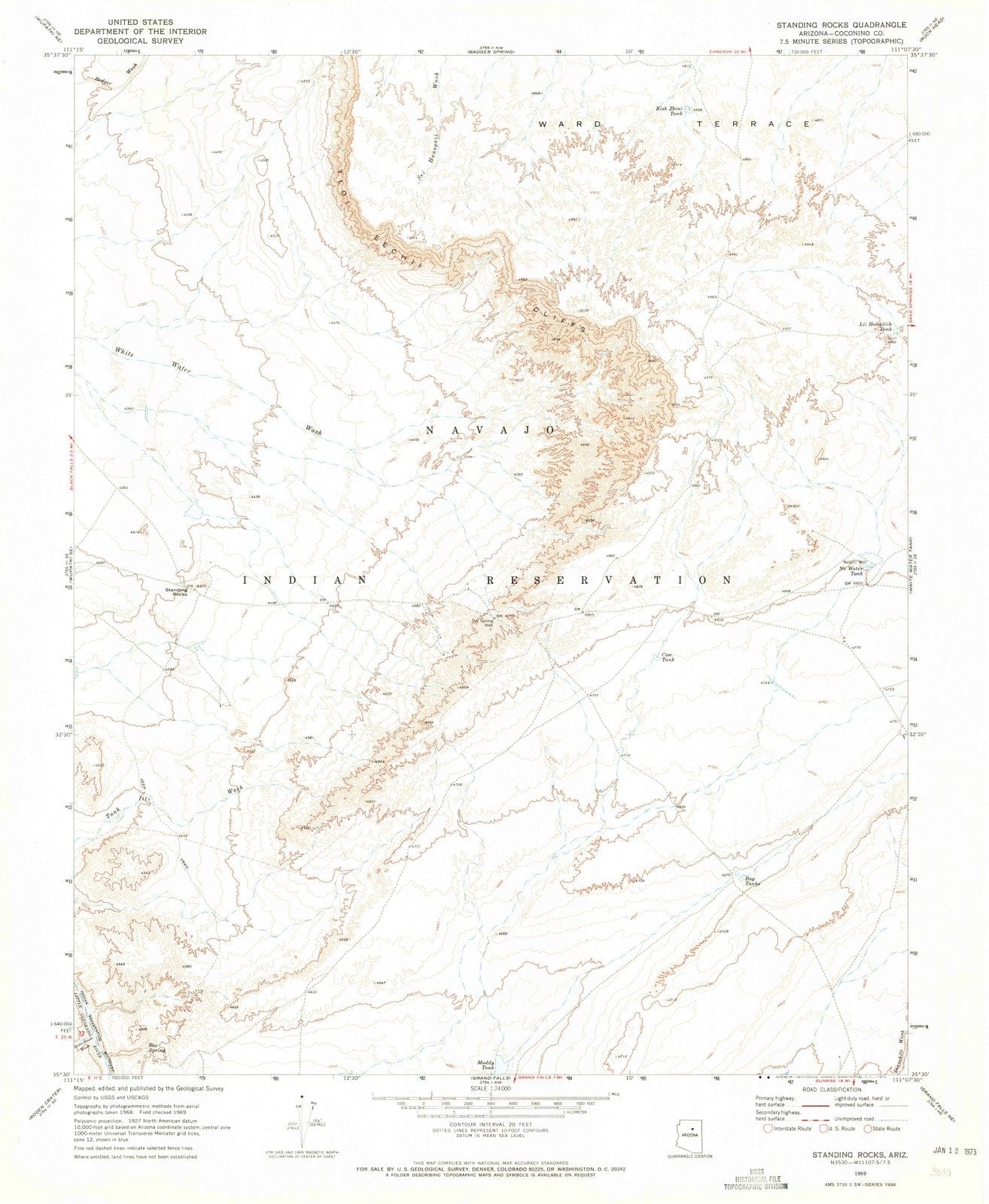 1969 Standing Rocks, AZ - Arizona - USGS Topographic Map