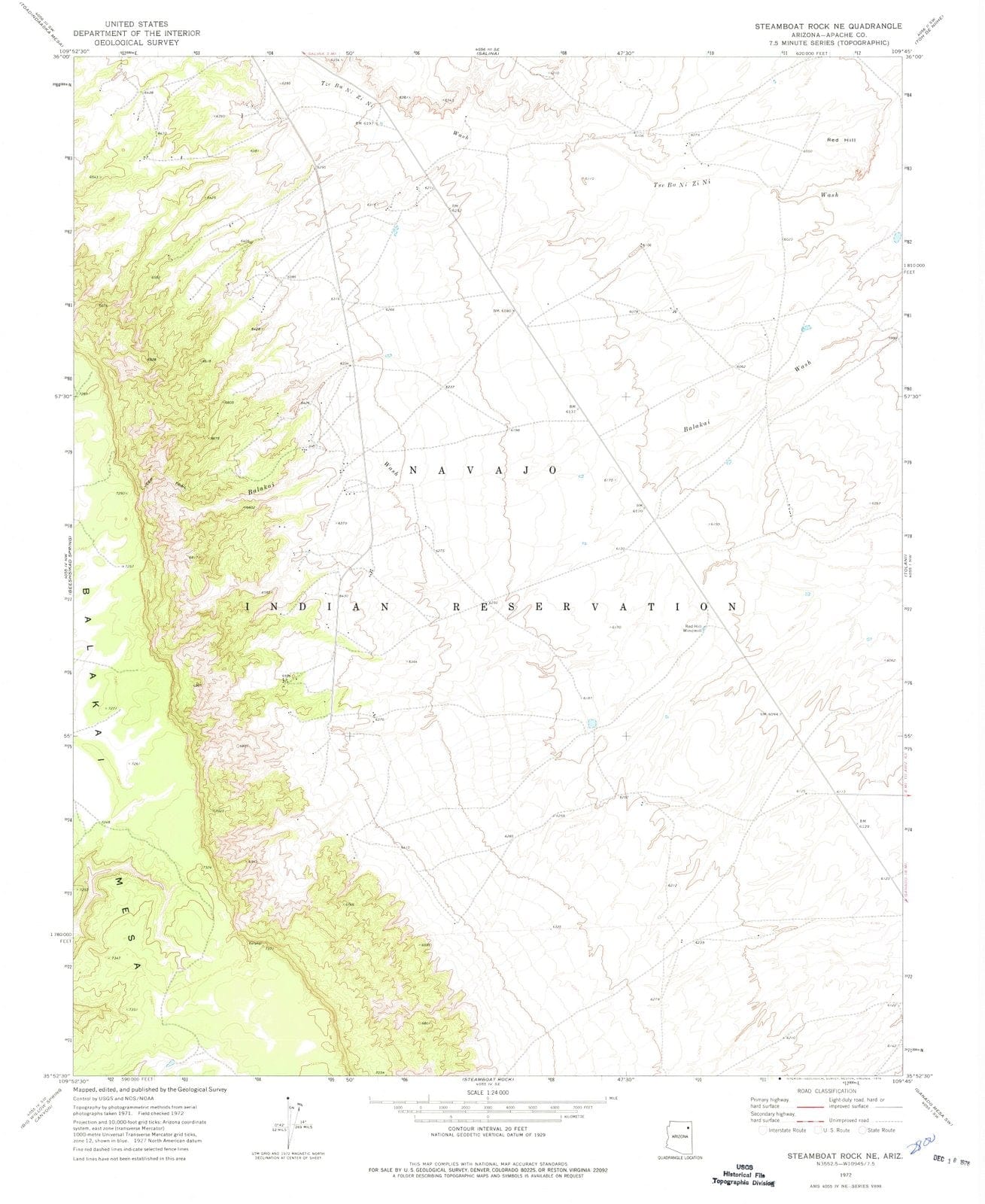 1972 Steamboat Rock, AZ - Arizona - USGS Topographic Map