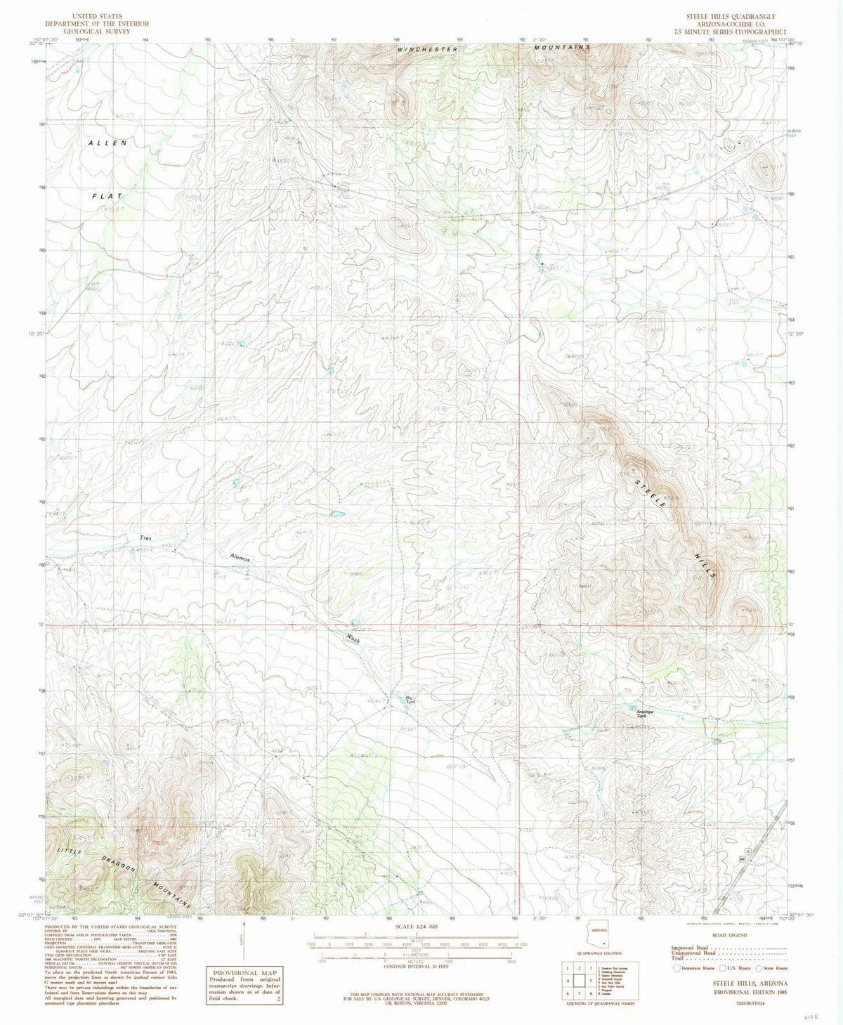 1985 Steele Hills, AZ - Arizona - USGS Topographic Map