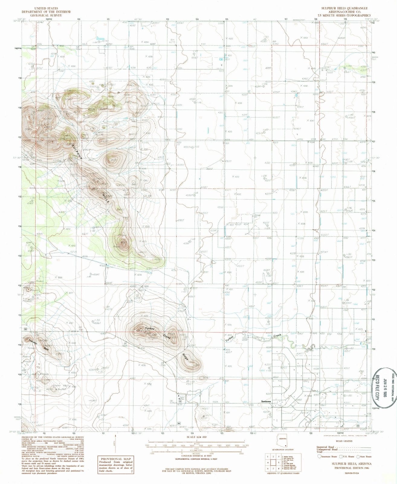 1986 Sulphur Hills, AZ - Arizona - USGS Topographic Map