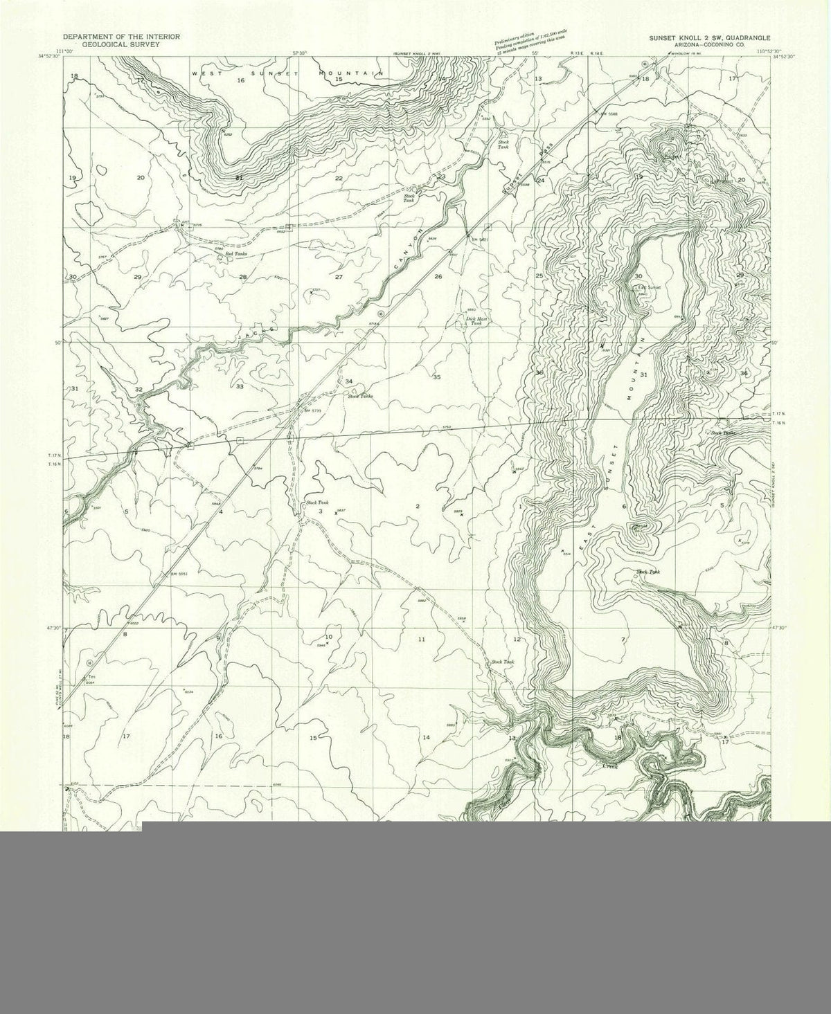 1955 Sunset Knoll 2, AZ - Arizona - USGS Topographic Map v3