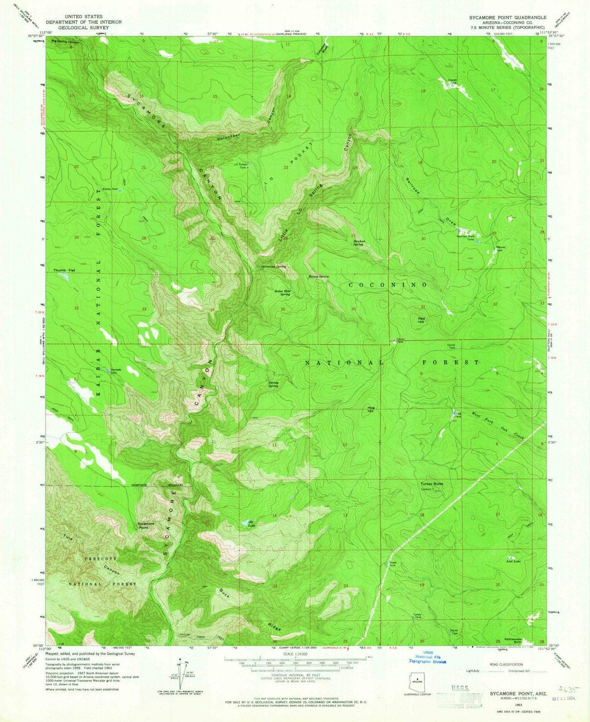 1963 Sycamore Point, AZ - Arizona - USGS Topographic Map
