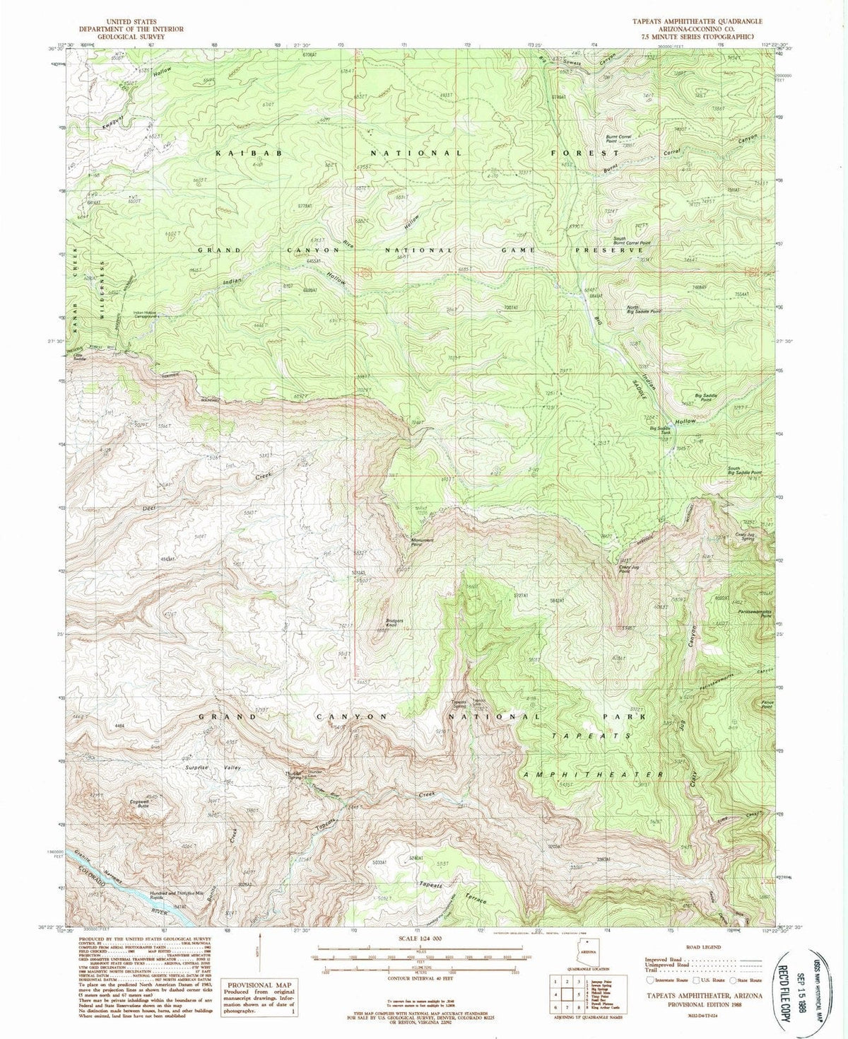 1988 Tapeats Amphitheater, AZ - Arizona - USGS Topographic Map
