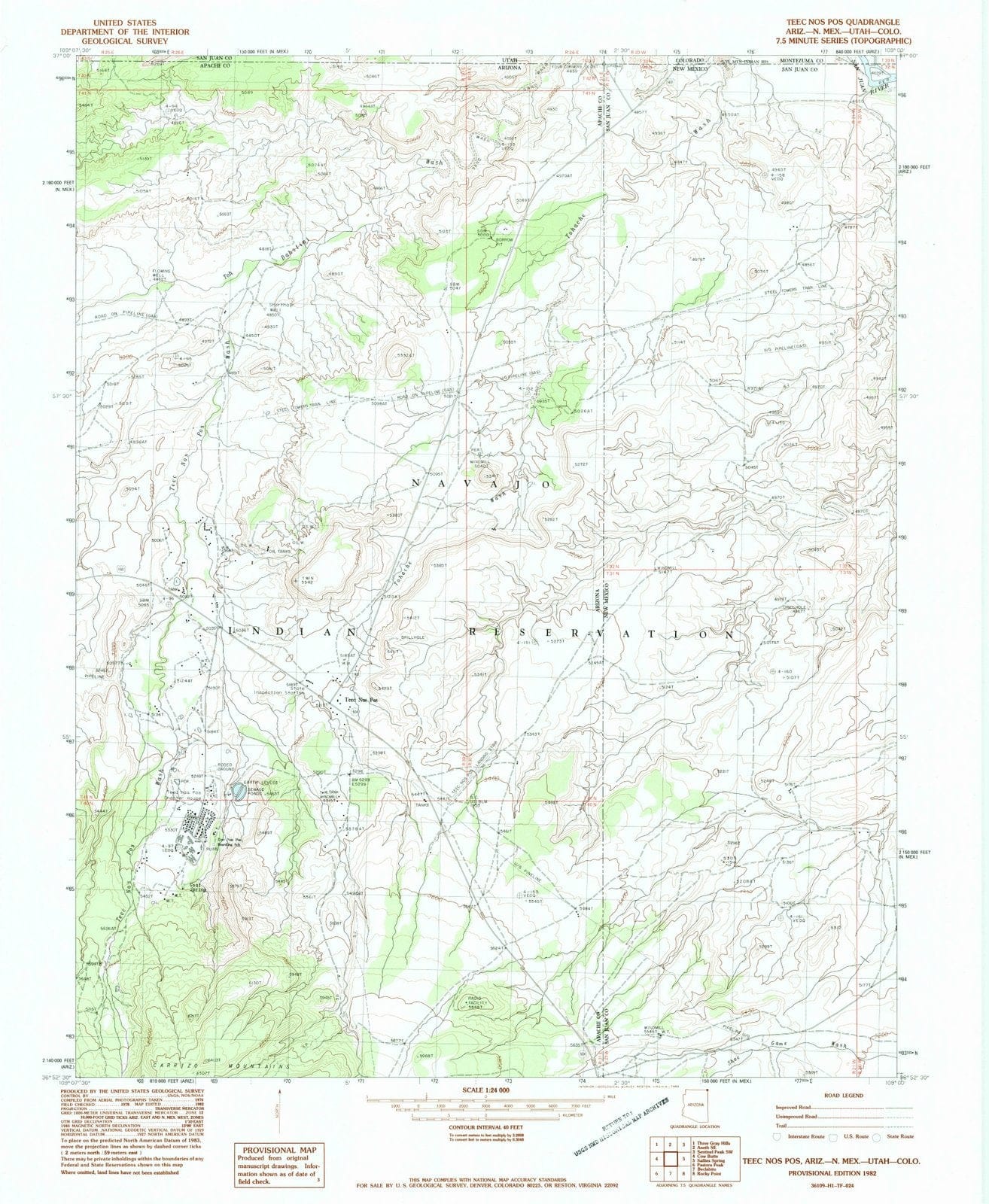 1982 Teec Nos Pos, AZ - Arizona - USGS Topographic Map