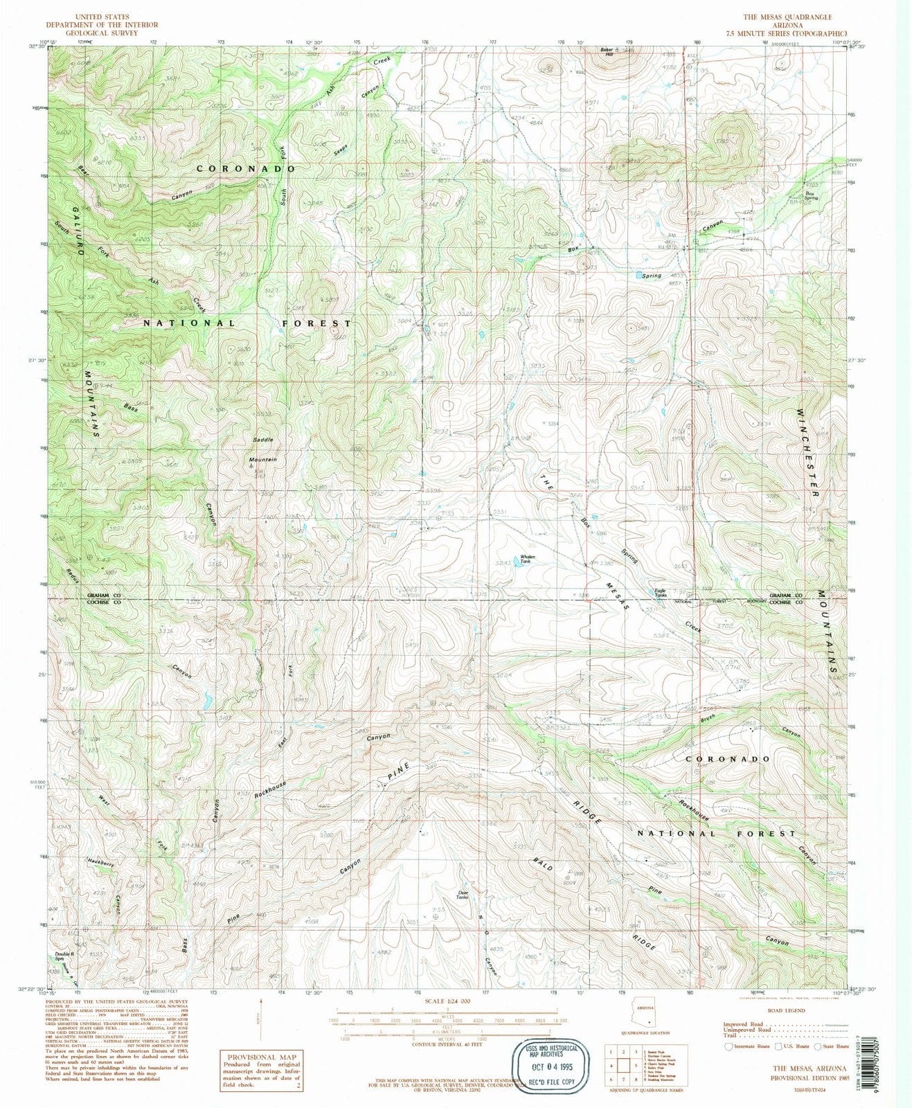 1985 The Mesas, AZ - Arizona - USGS Topographic Map
