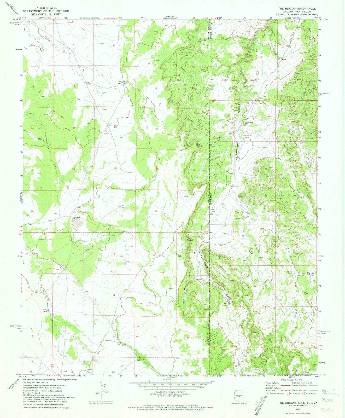1971 The Rincon, AZ - Arizona - USGS Topographic Map