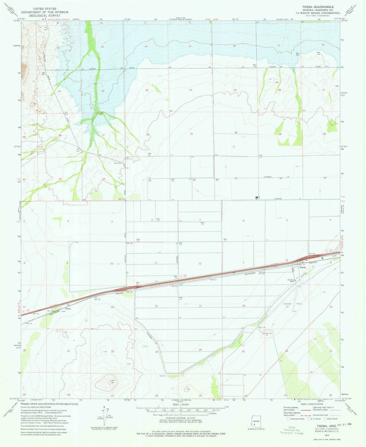 1973 Theba, AZ - Arizona - USGS Topographic Map