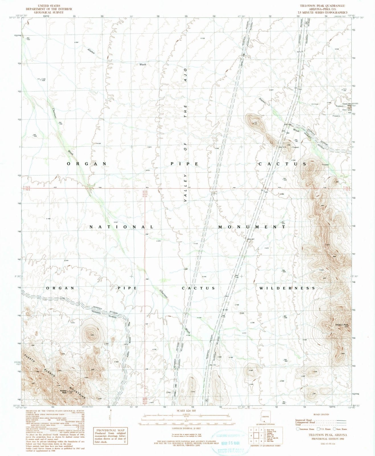 1990 Tillotson Peak, AZ - Arizona - USGS Topographic Map