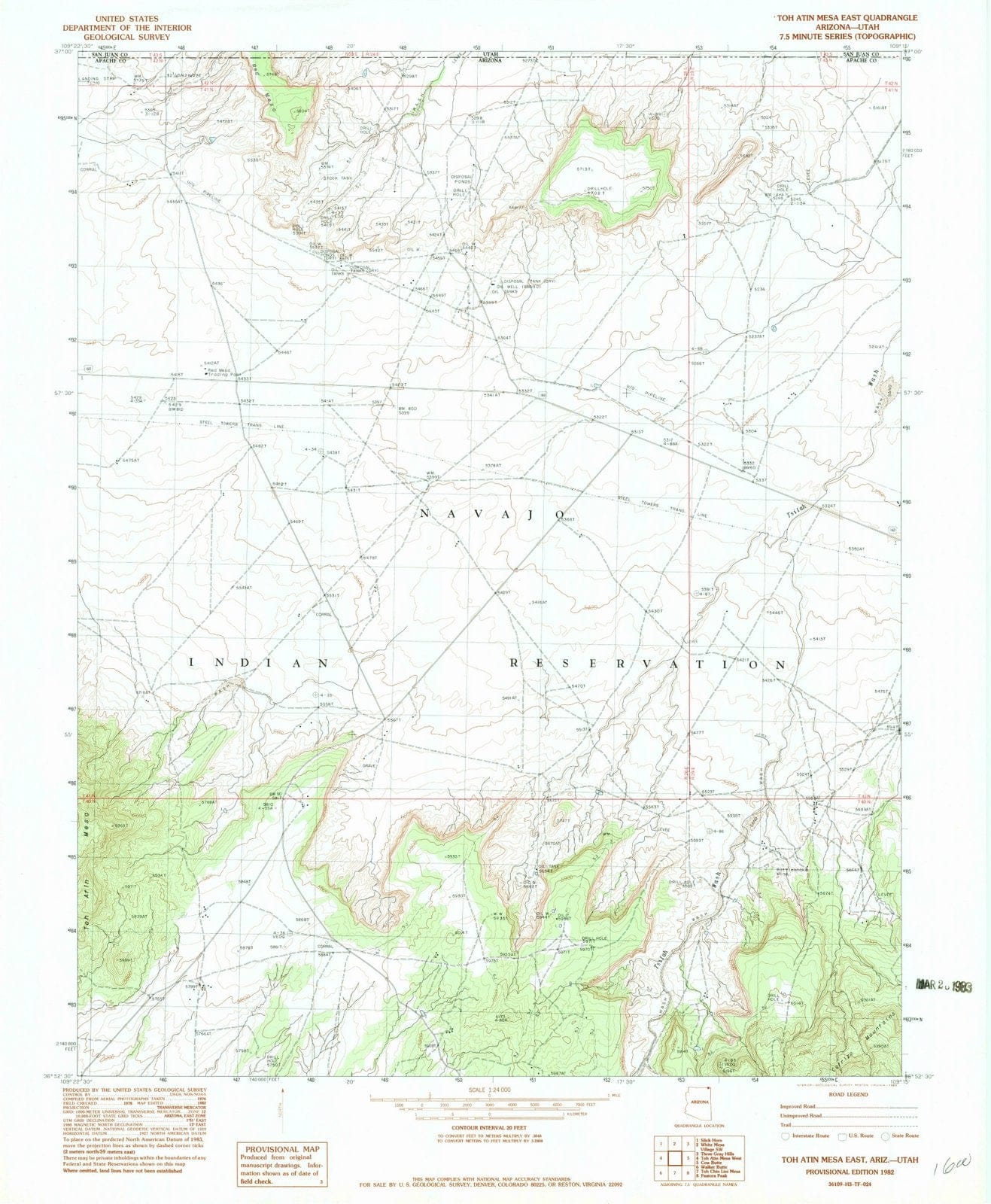 1982 Toh Atin Mesa East, AZ - Arizona - USGS Topographic Map
