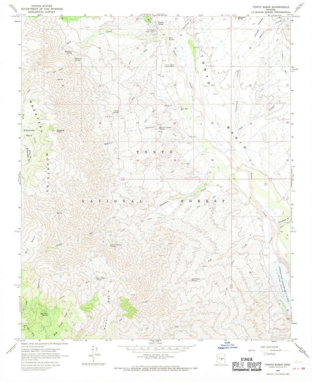 1964 Tonto Basin, AZ - Arizona - USGS Topographic Map