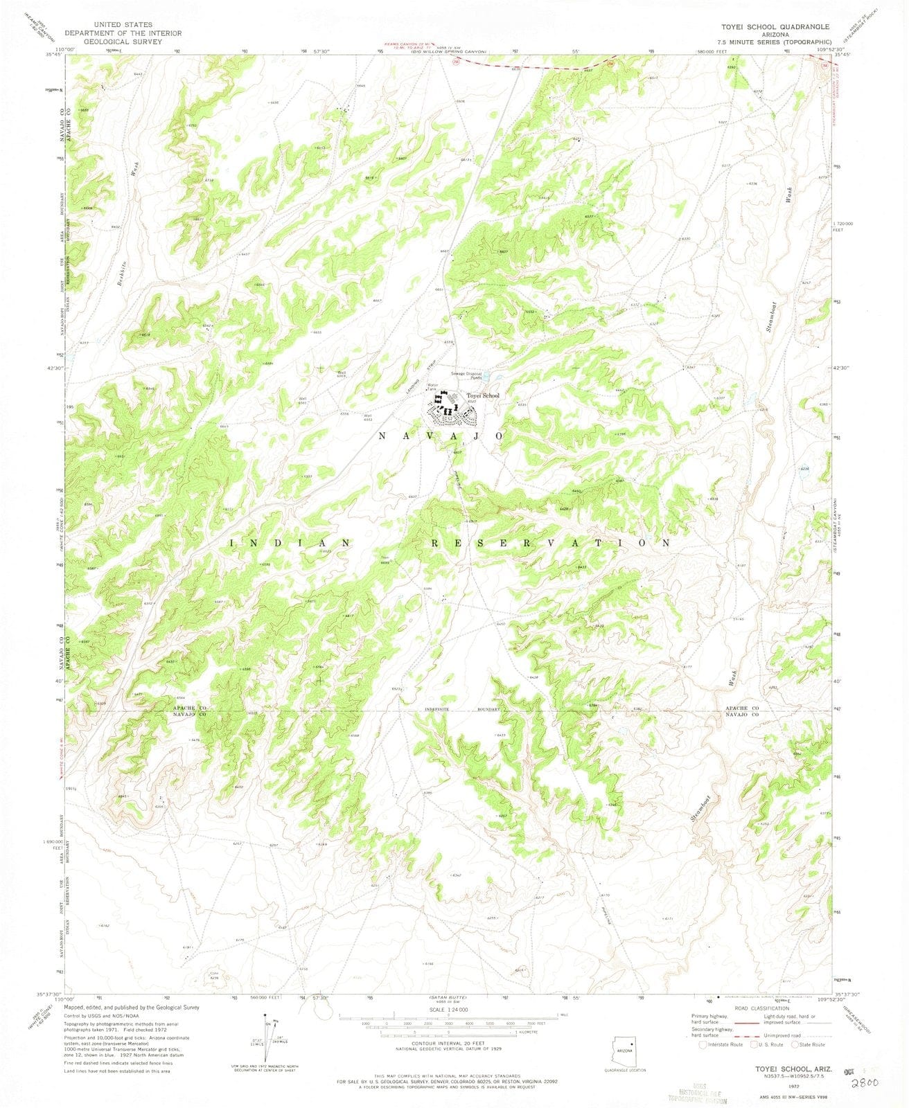1972 Toyei School, AZ - Arizona - USGS Topographic Map