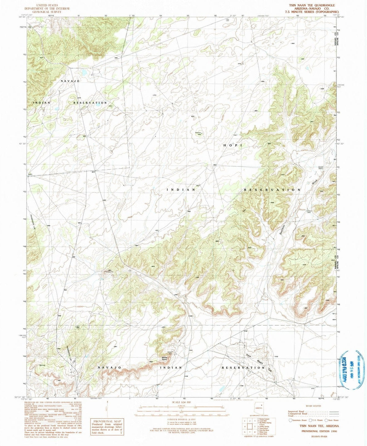 1990 Tsin Naan Tee, AZ - Arizona - USGS Topographic Map