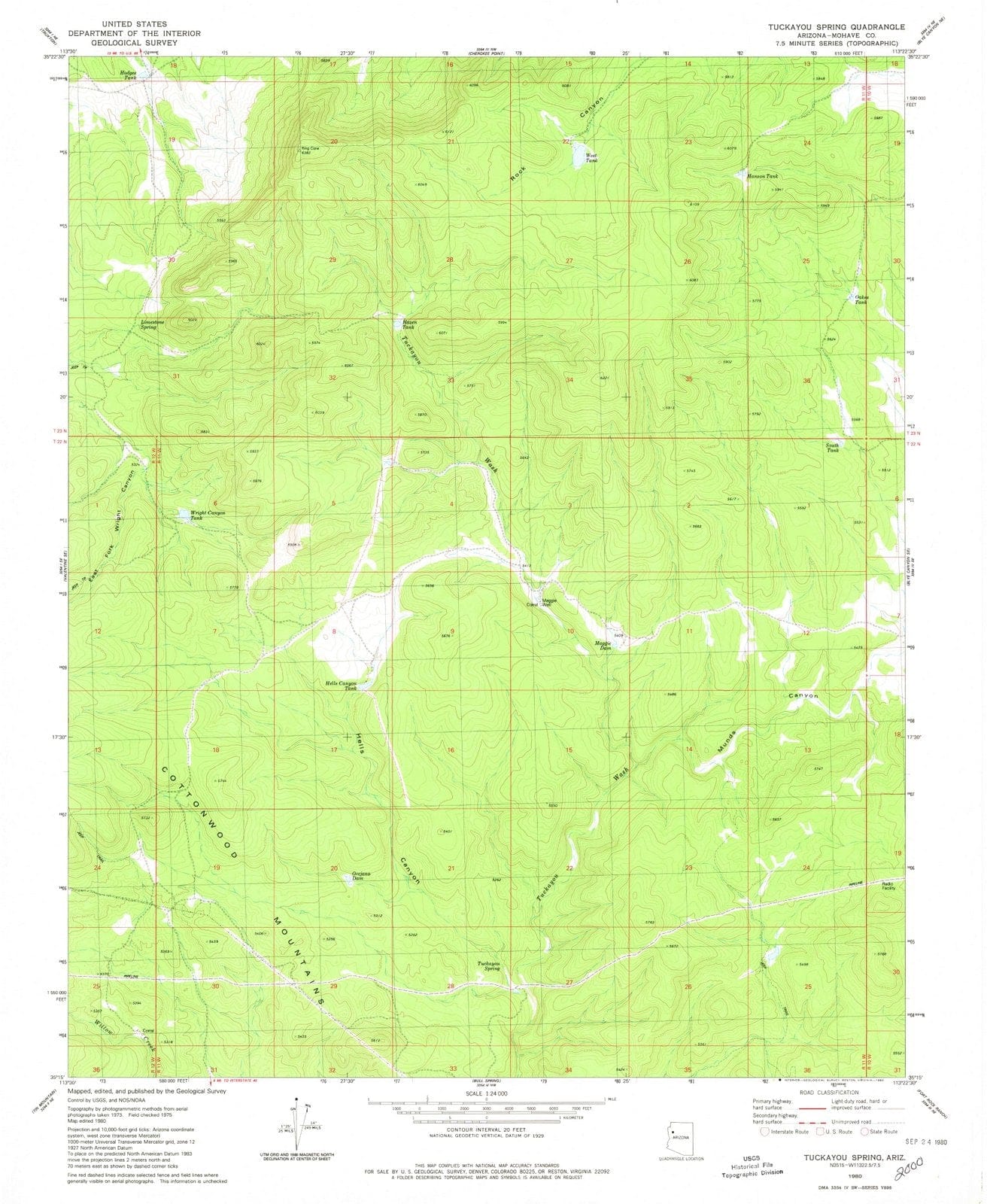 1980 Tuckayou Spring, AZ - Arizona - USGS Topographic Map
