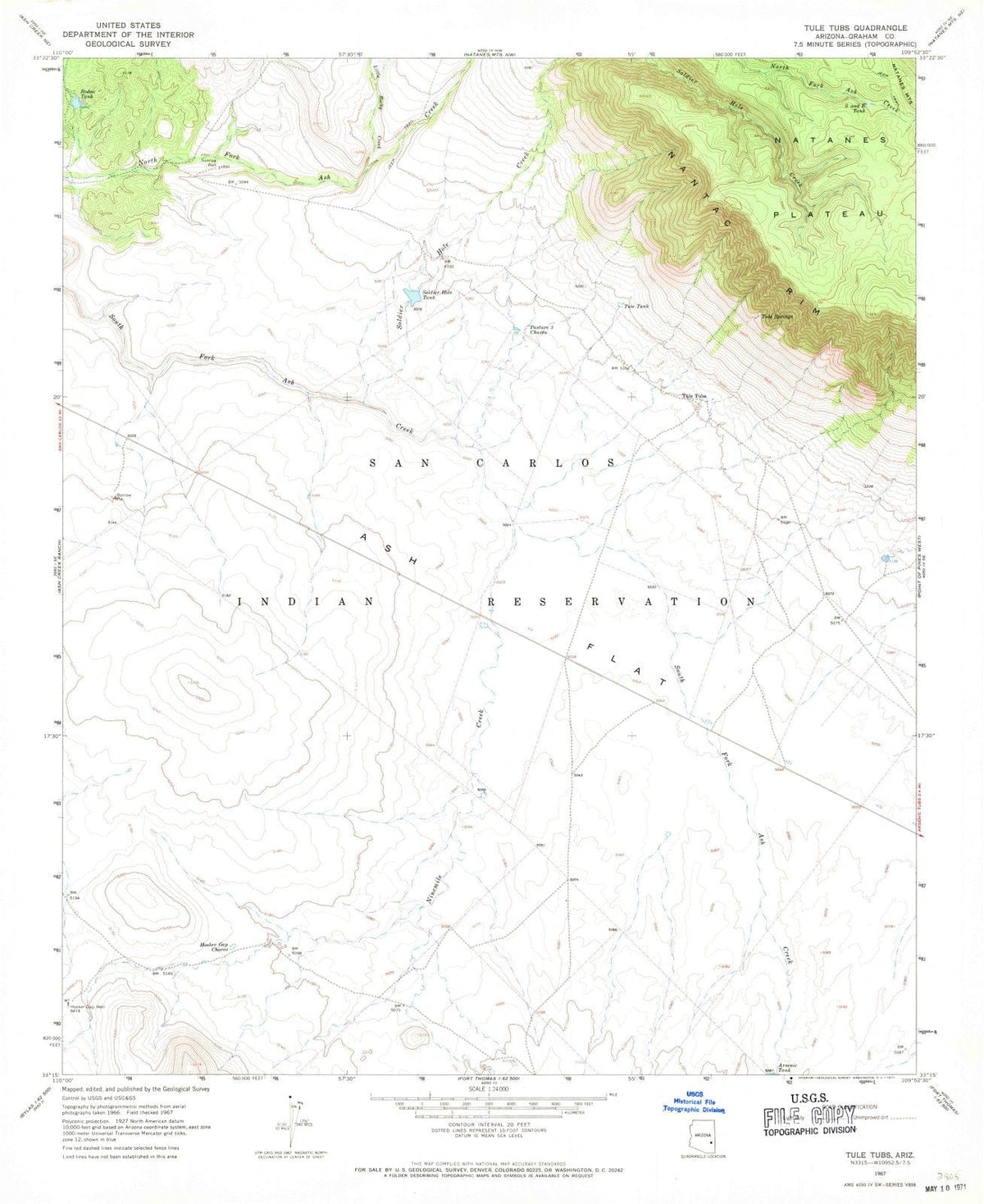 1967 Tule Tubs, AZ - Arizona - USGS Topographic Map