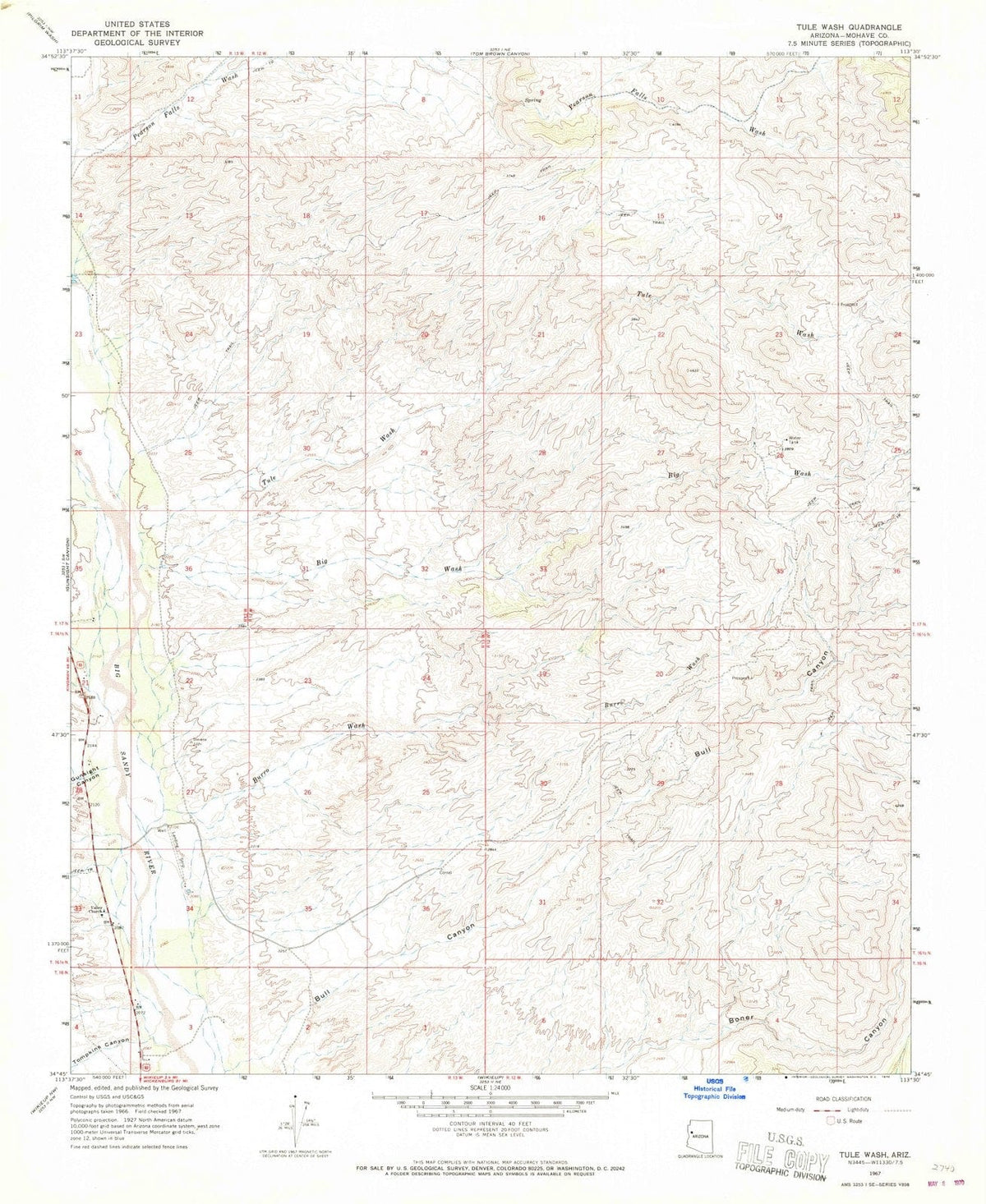 1967 Tule Wash, AZ - Arizona - USGS Topographic Map