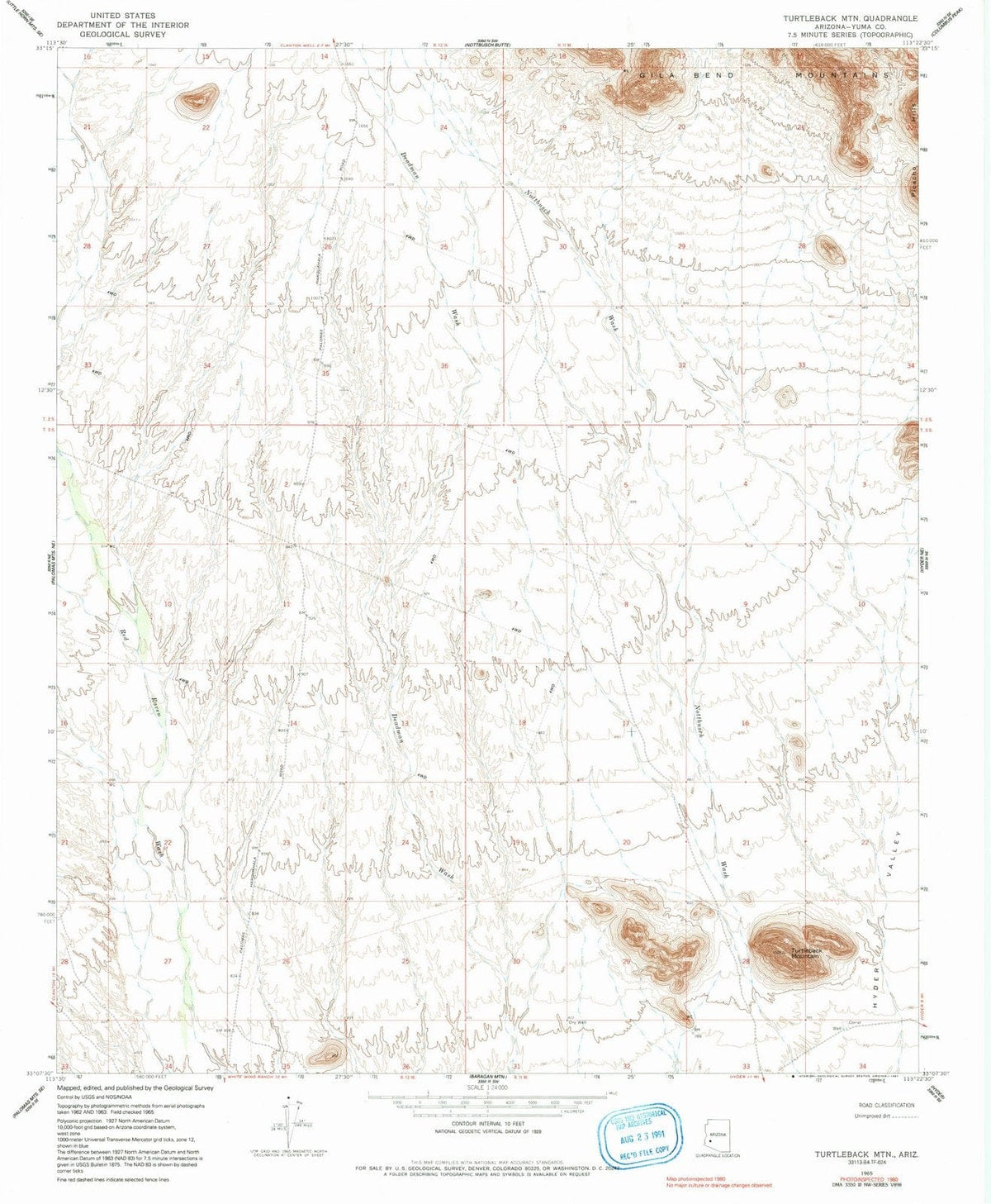 1965 Turtleback Mountain, AZ - Arizona - USGS Topographic Map