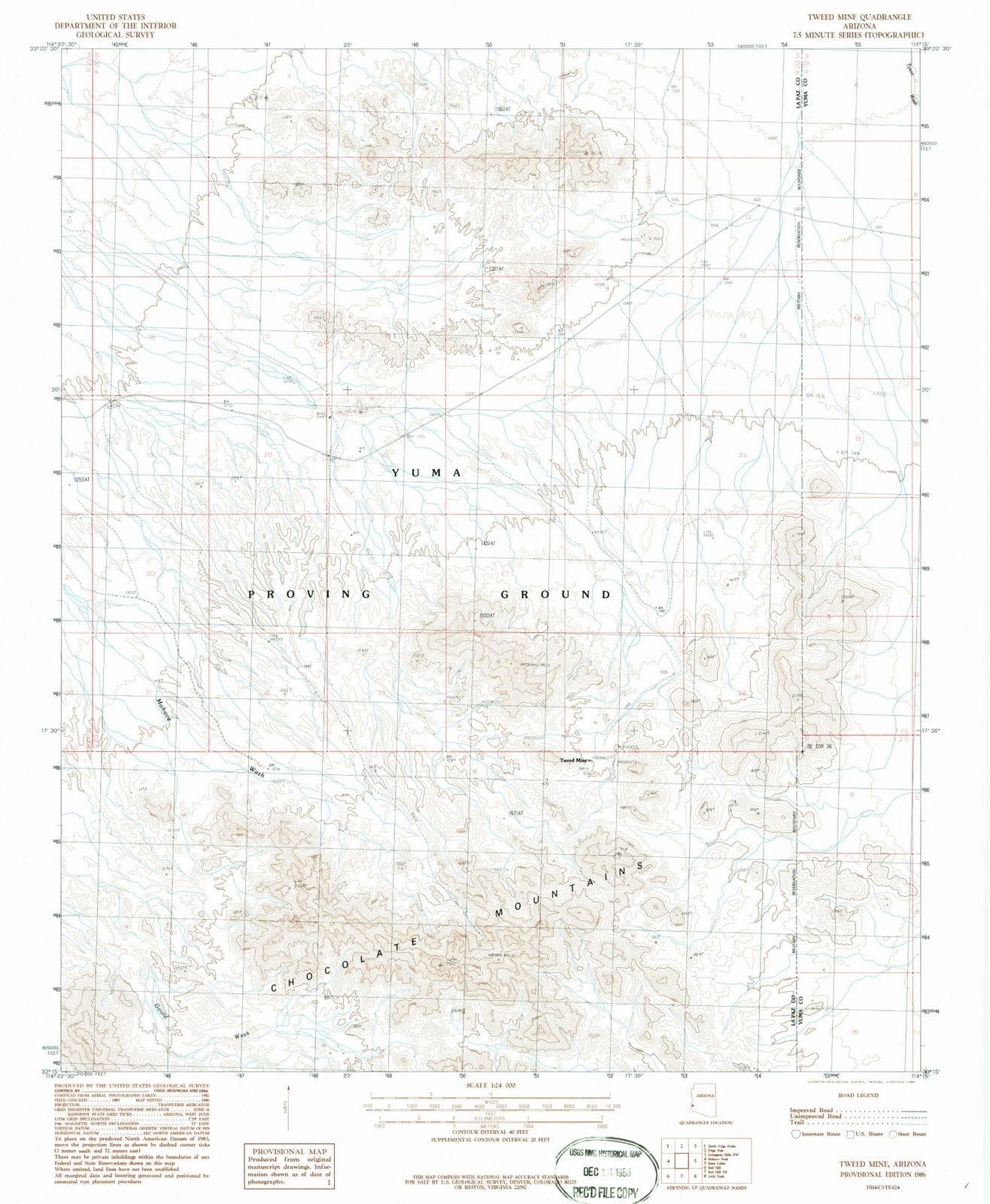 1986 Tweed Mine, AZ - Arizona - USGS Topographic Map