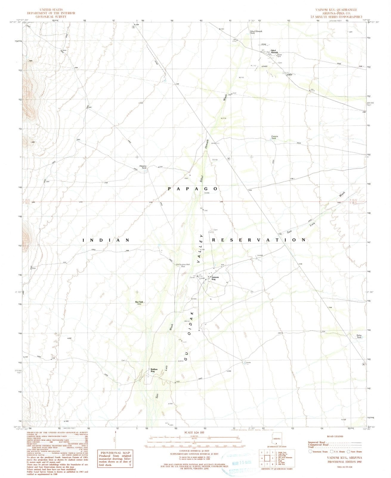 1990 Vainom Kug, AZ - Arizona - USGS Topographic Map