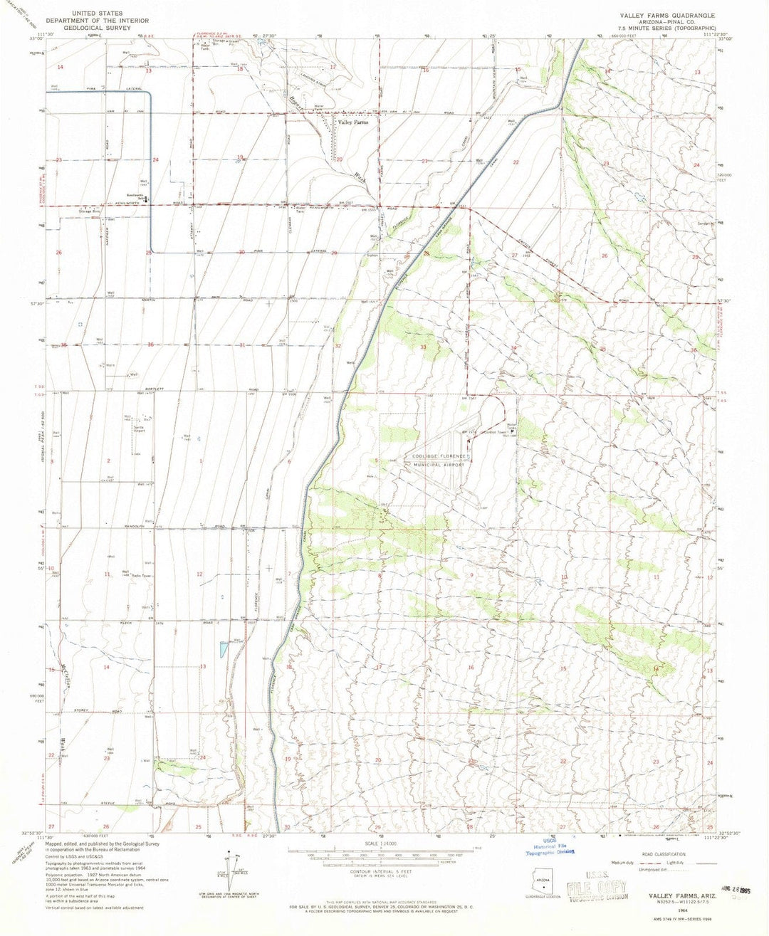 1964 Valley Farms, AZ - Arizona - USGS Topographic Map