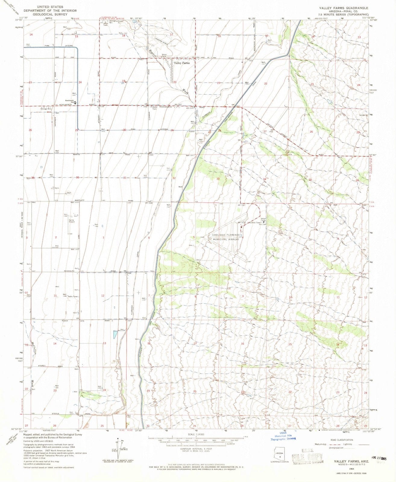1964 Valley Farms, AZ - Arizona - USGS Topographic Map