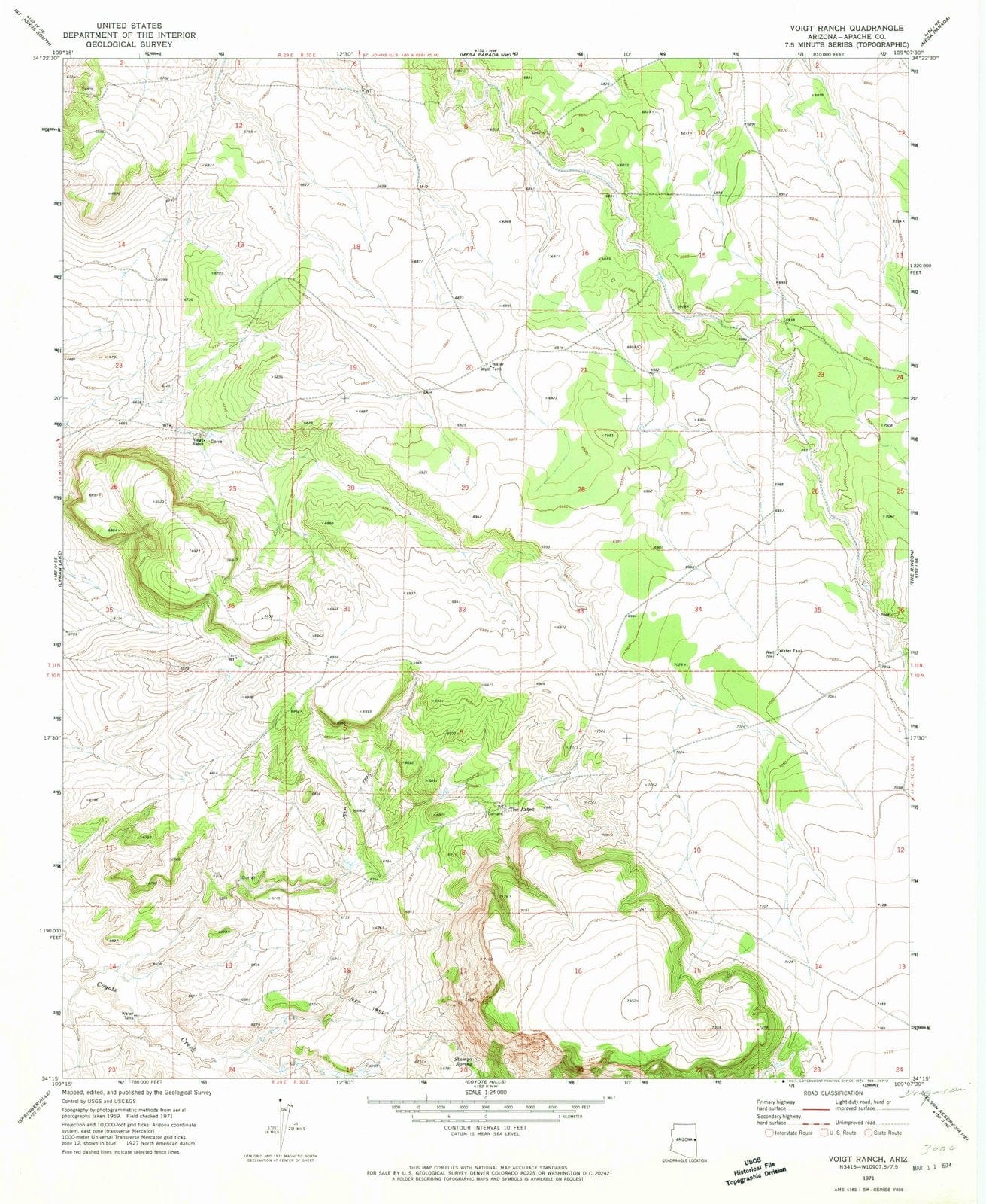 1971 Voigt Ranch, AZ - Arizona - USGS Topographic Map