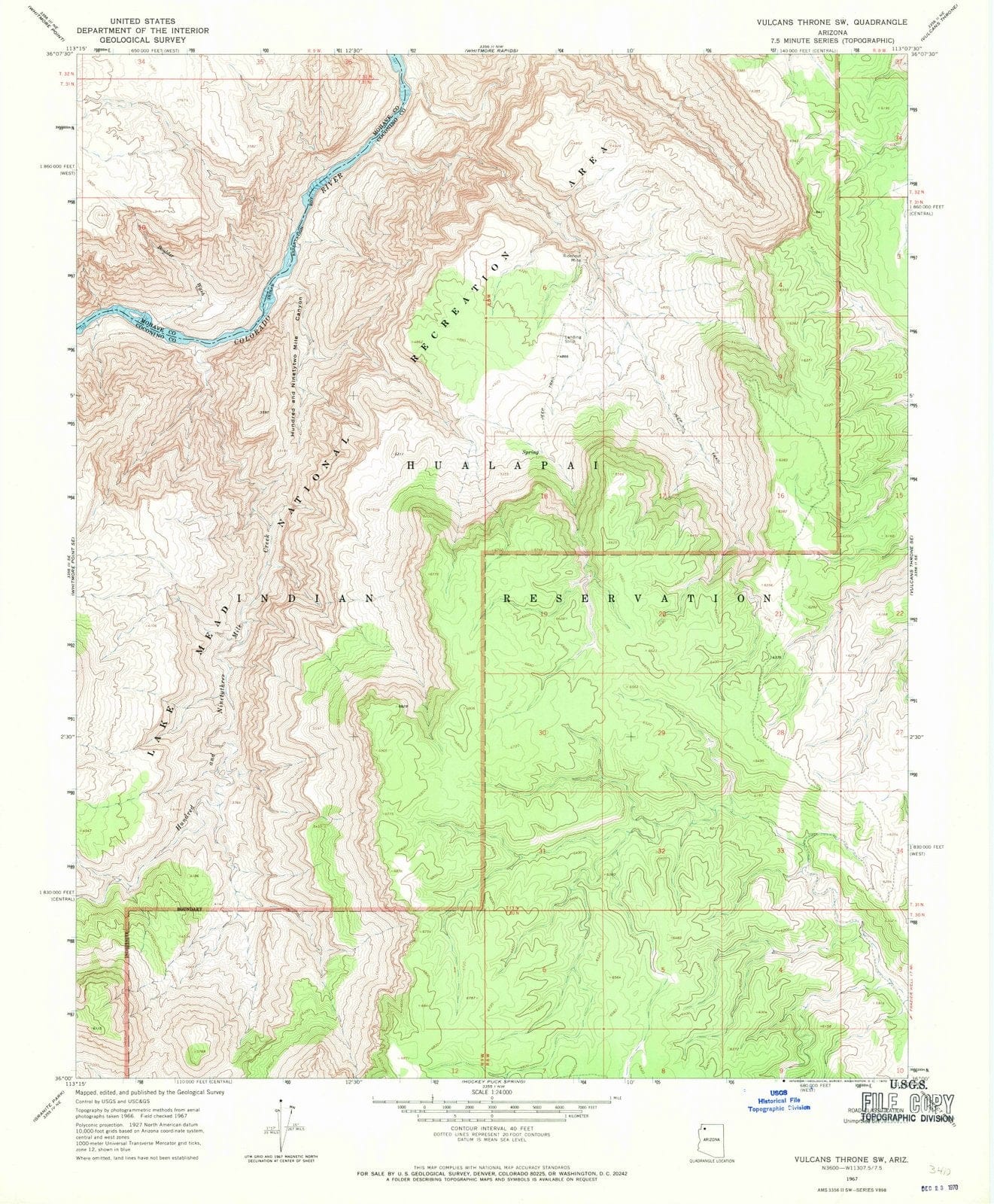 1967 Vulcans Throne, AZ - Arizona - USGS Topographic Map v2