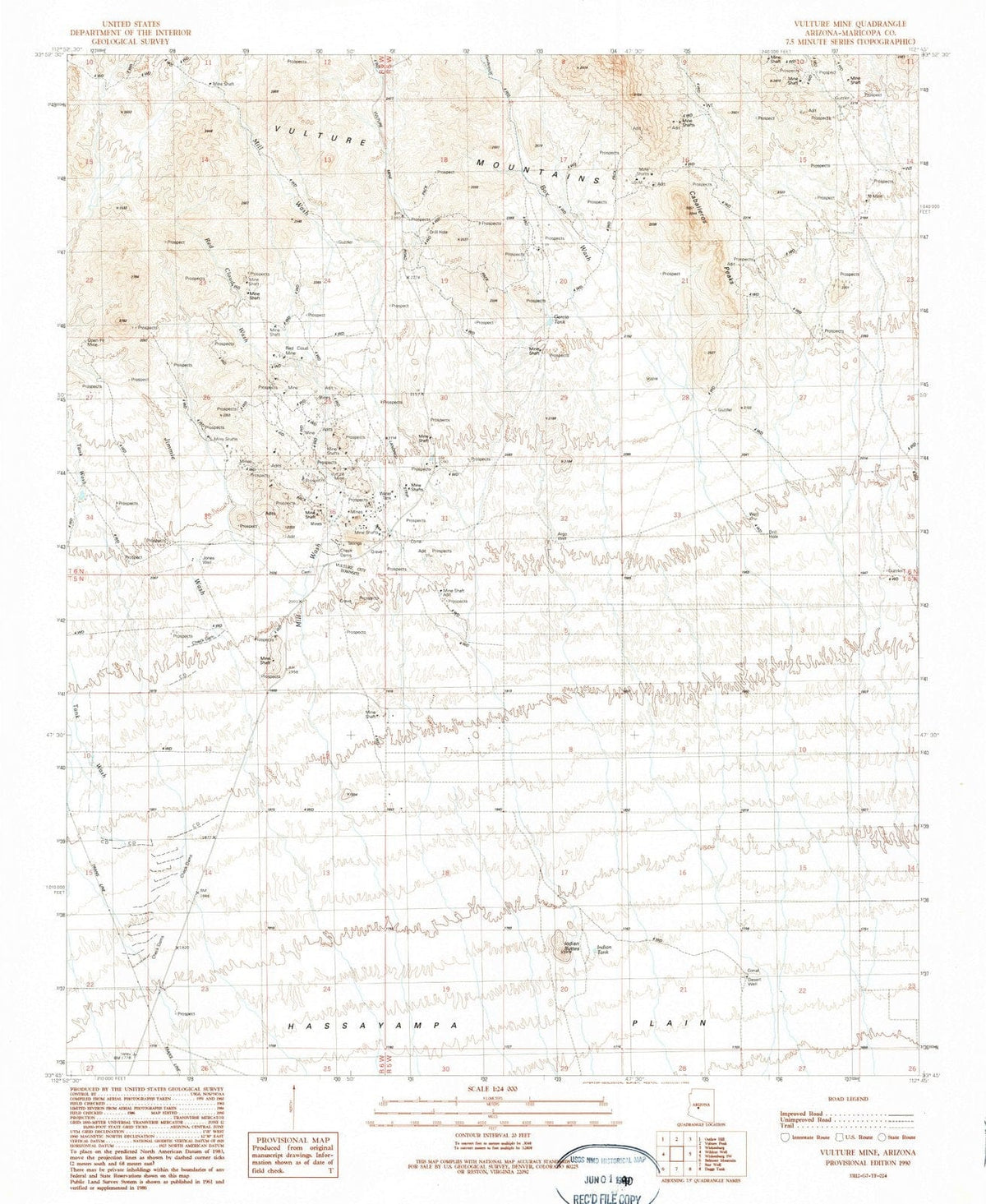 1990 Vulture Mine, AZ - Arizona - USGS Topographic Map