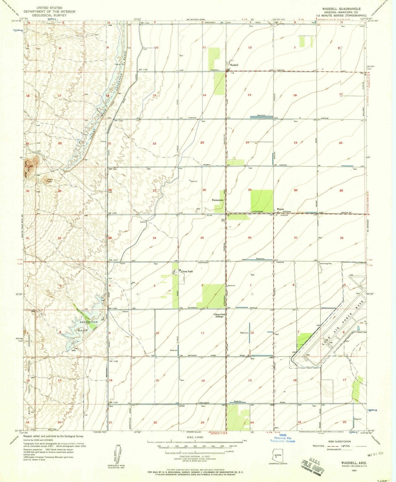 1957 Waddell, AZ - Arizona - USGS Topographic Map