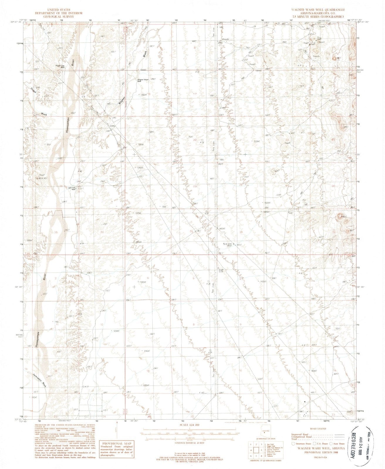 1988 Wagner Wash Well, AZ - Arizona - USGS Topographic Map