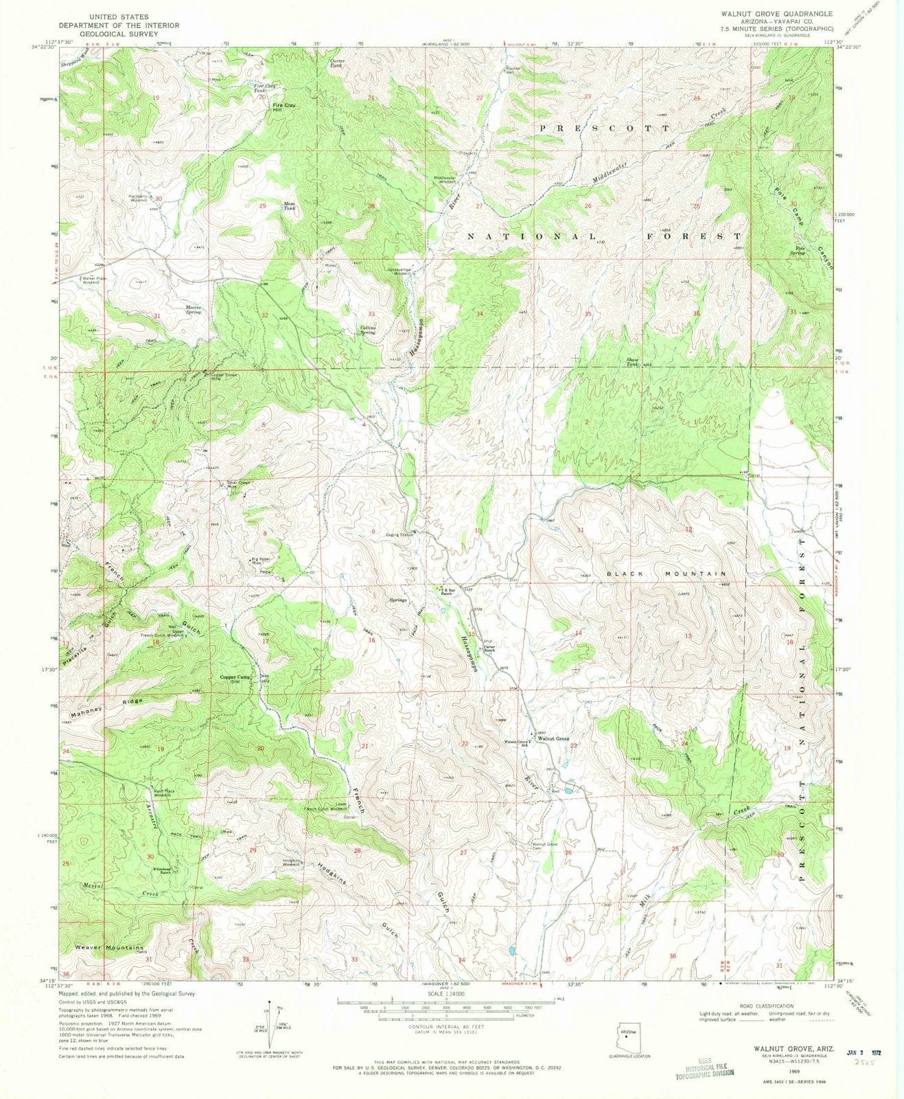 1969 Walnut Grove, AZ - Arizona - USGS Topographic Map